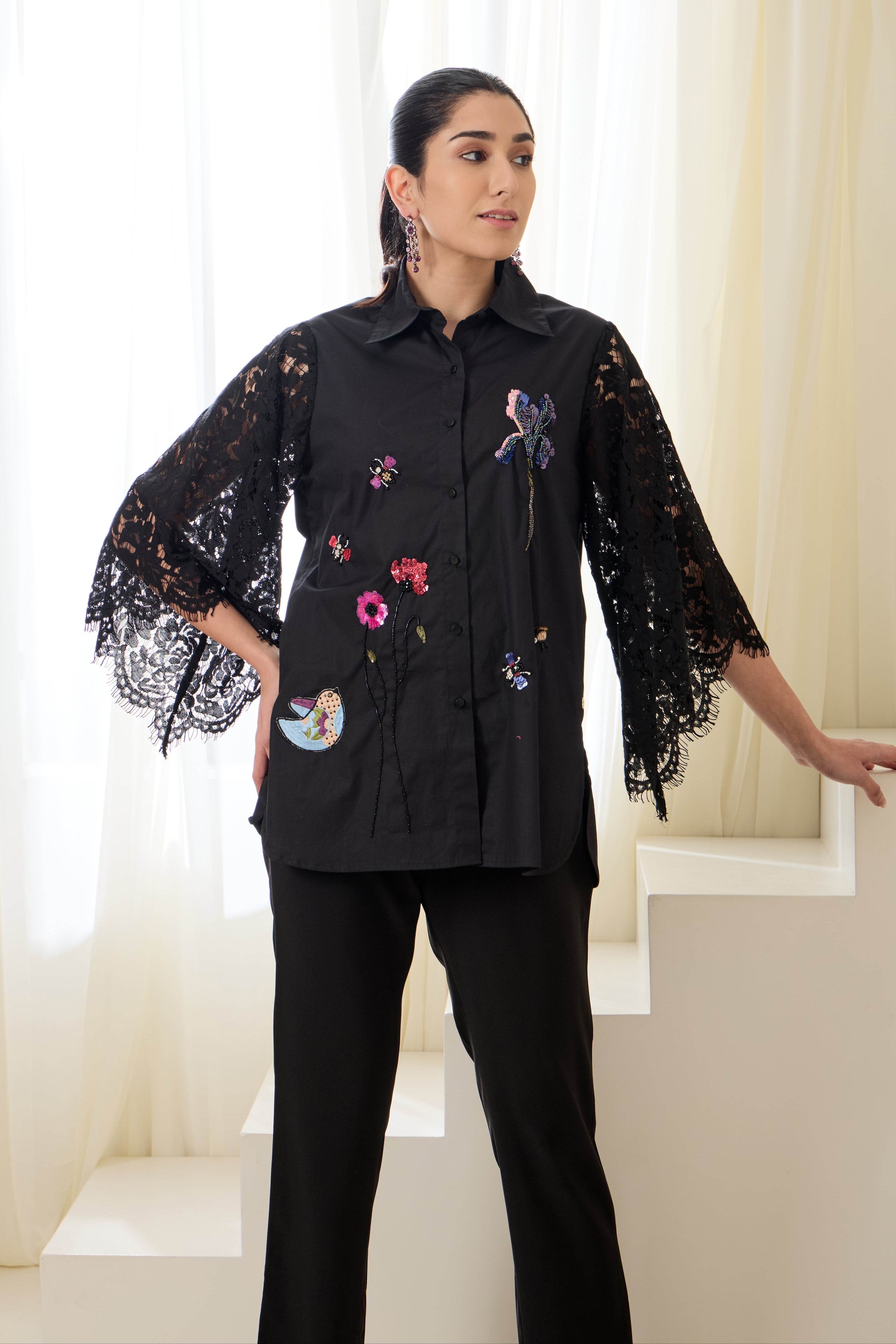 ALICE SEQUINED POPLIN SHIRT