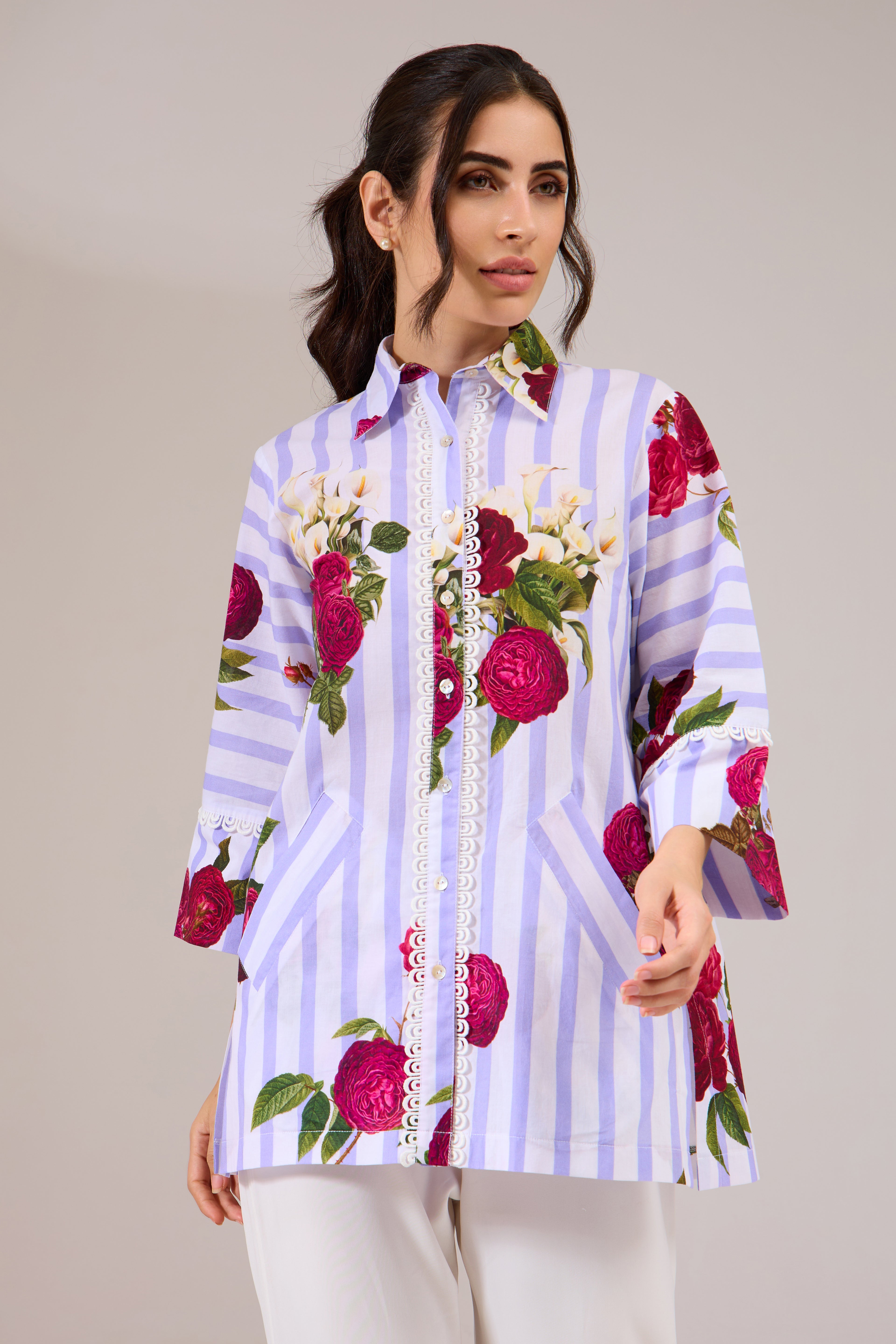 Darose printed cotton shirt — front view | Haus of Handmade