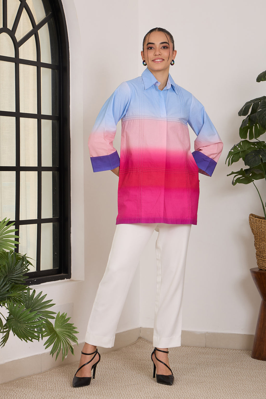 Gradient Poplin Top