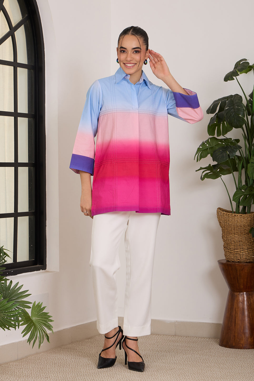 Gradient Poplin Top