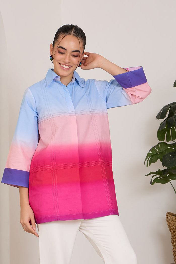 GRADIANT Poplin Top — front view | Haus of Handmade