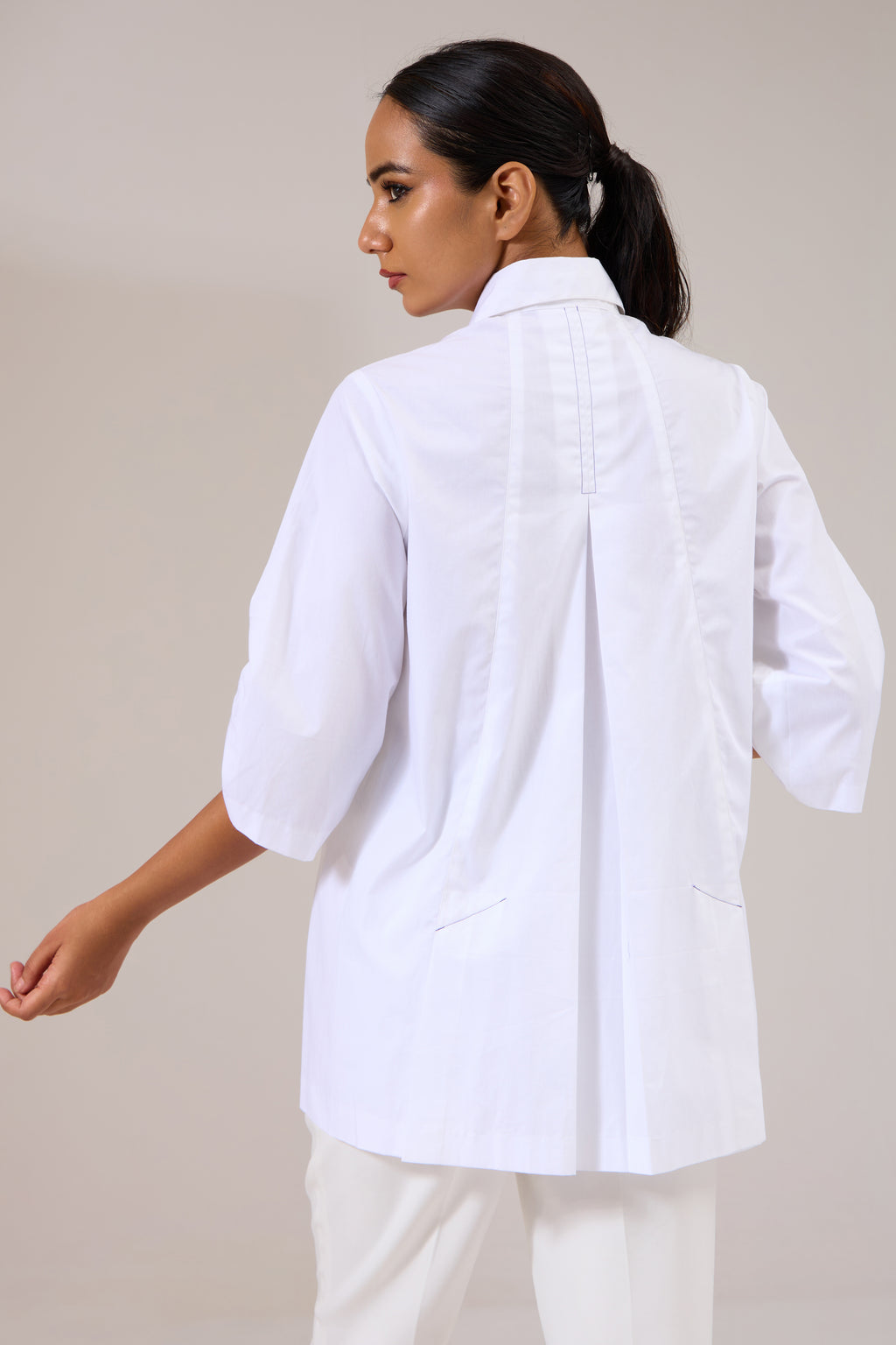 PLUMHEART white poplin shirt — back view | Haus of Handmade