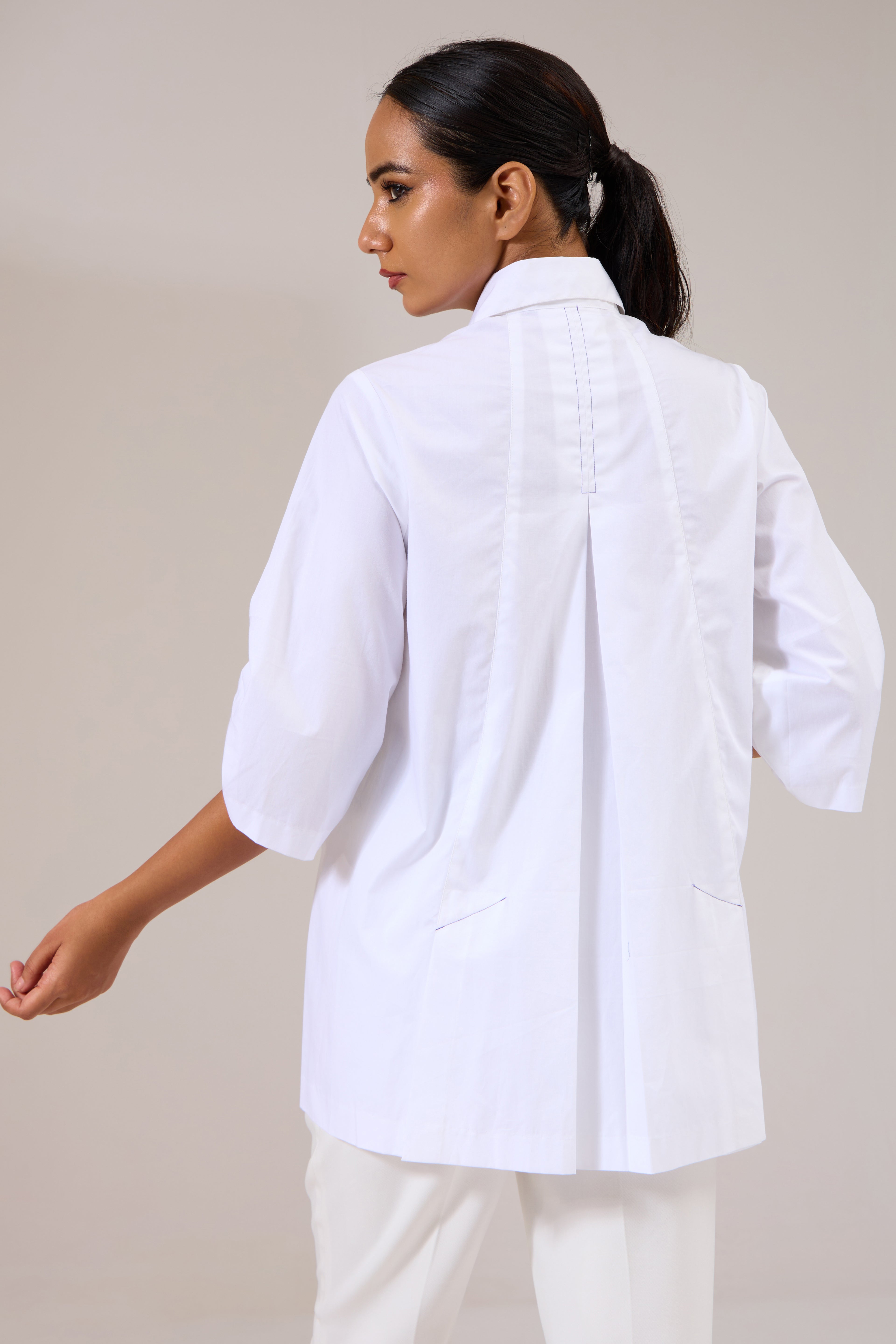 PLUMHEART white poplin shirt — back view | Haus of Handmade