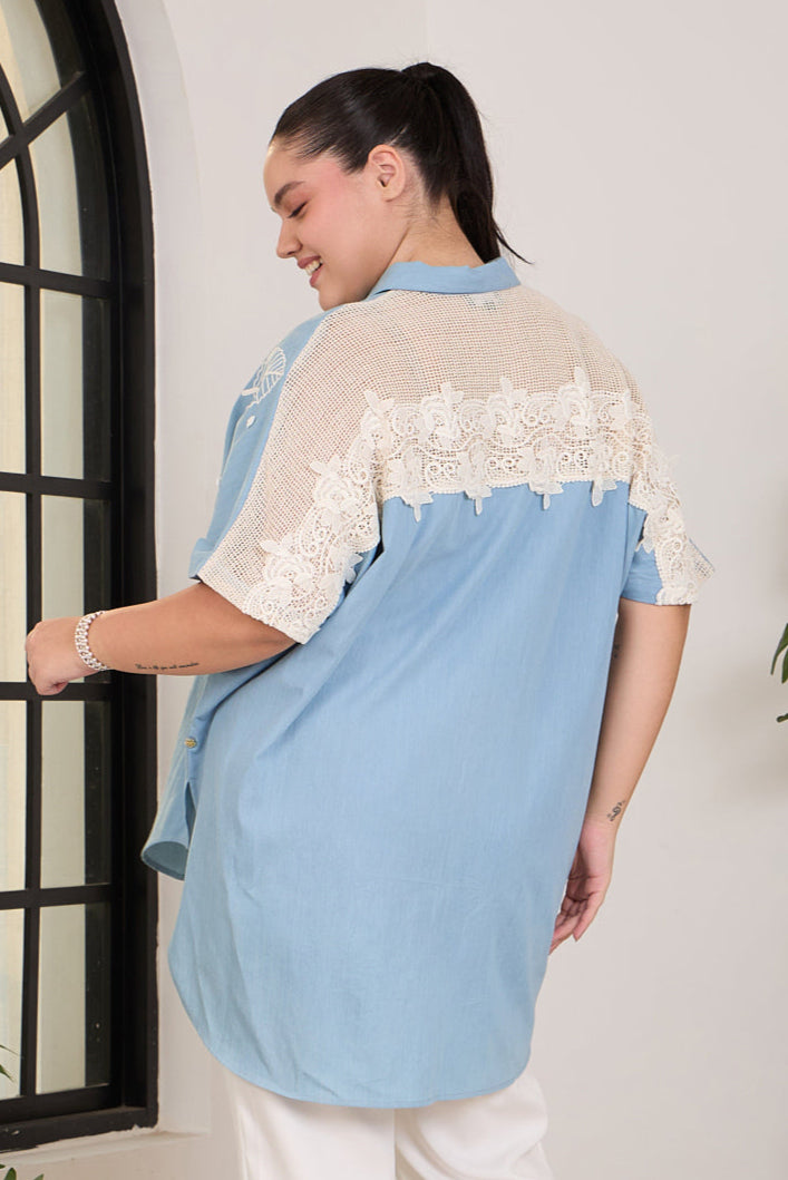 Leaf Drop One-Size Denim Shirt
