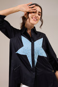 STARDOM Black Poplin shirt — front view | Haus of Handmade
