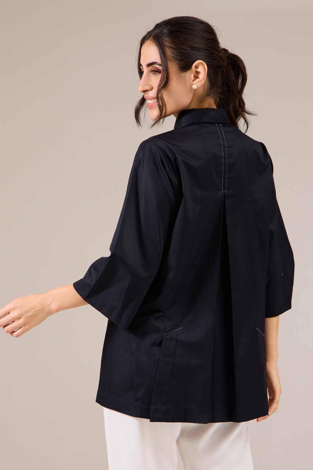 STARDOM Black Poplin shirt — back view | Haus of Handmade