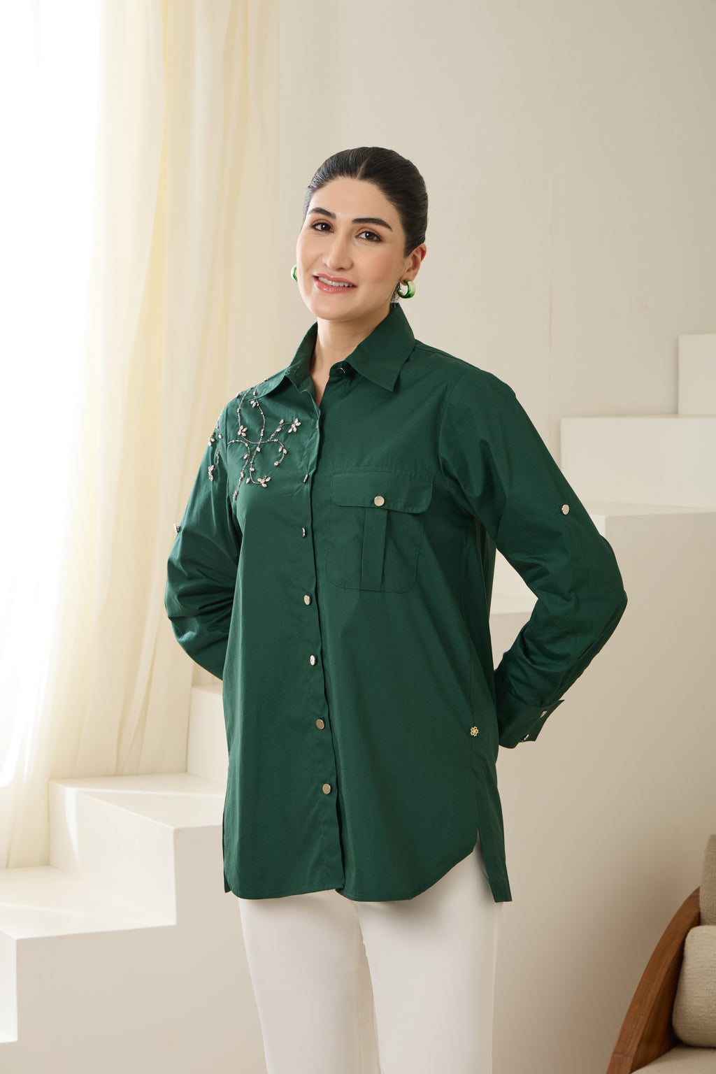 Vine Sequined Poplin Shirt