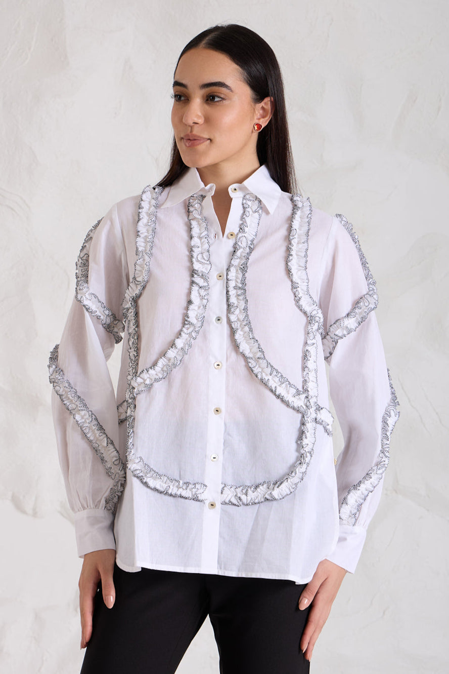 SALT and PEPPER Cotton Shirt — front view | Haus of Handmade