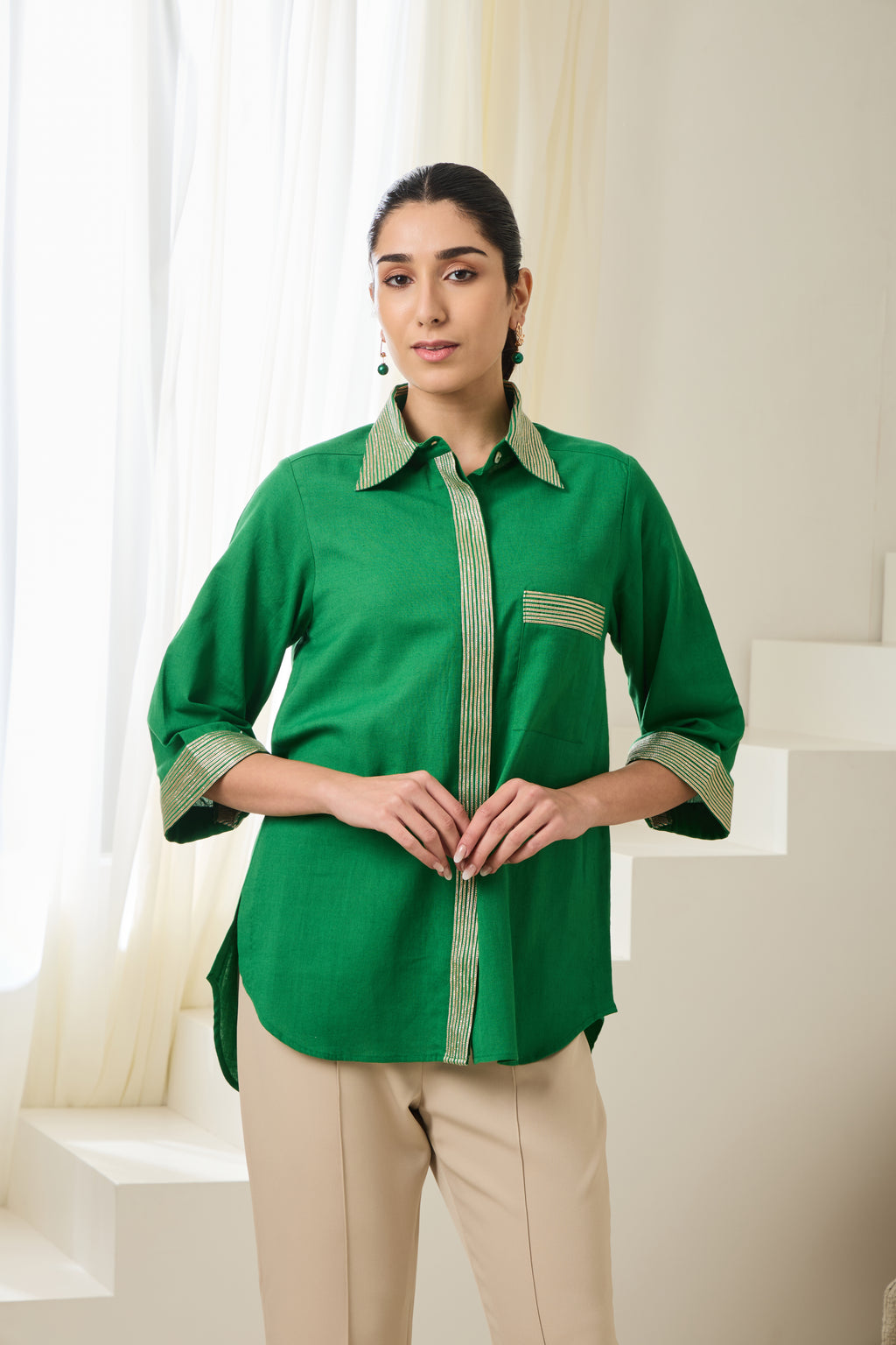 Dori Linen Shirt — full length styling | Haus of Handmade