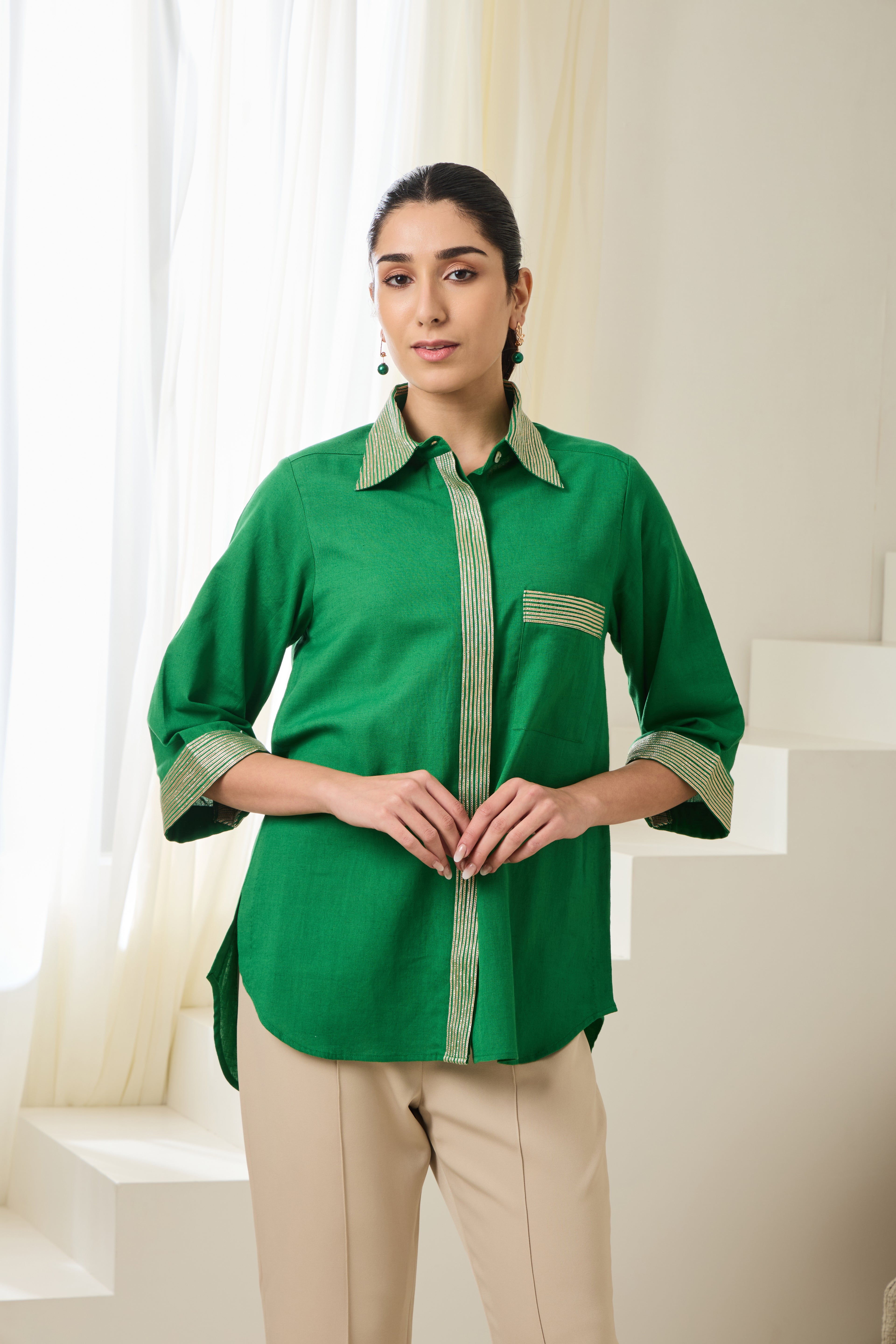 Dori Linen Shirt — full length styling | Haus of Handmade
