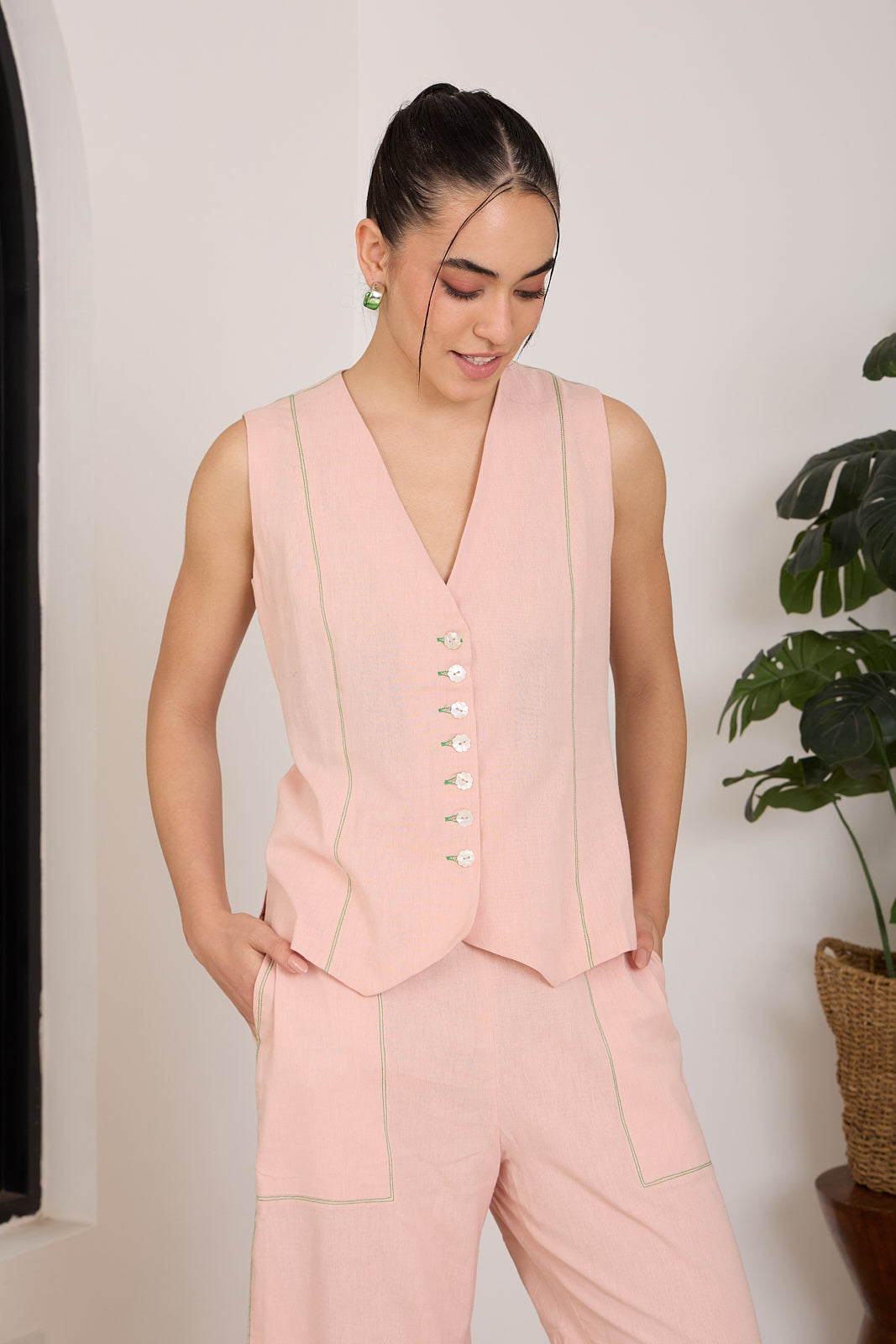 Salmon Cotton Linen Set
