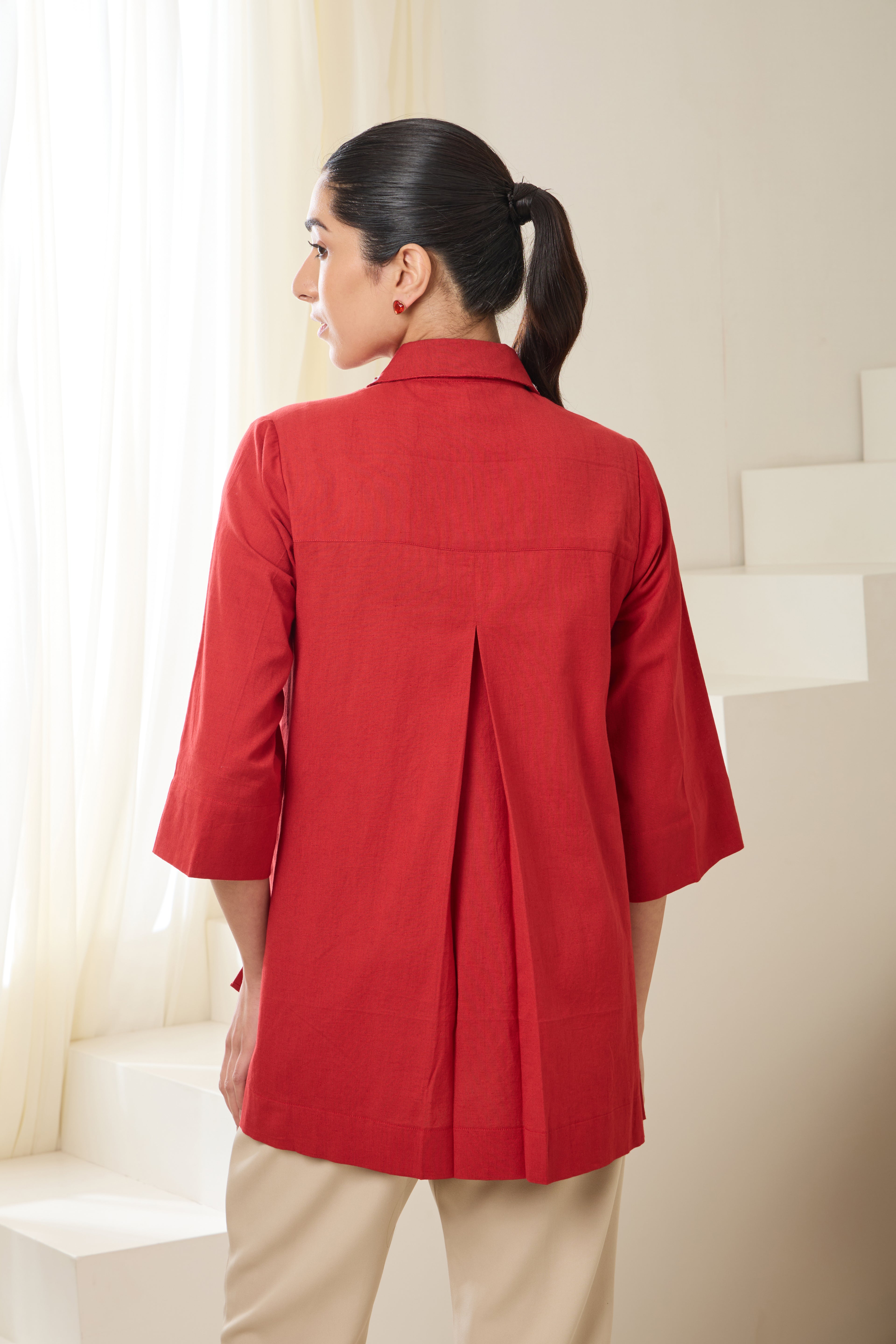 Red Chintz Sequin Shirt — full length styling | Haus of Handmade