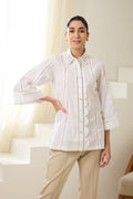 IVORY Sequined Cotton Shirt — front view | Haus of Handmade