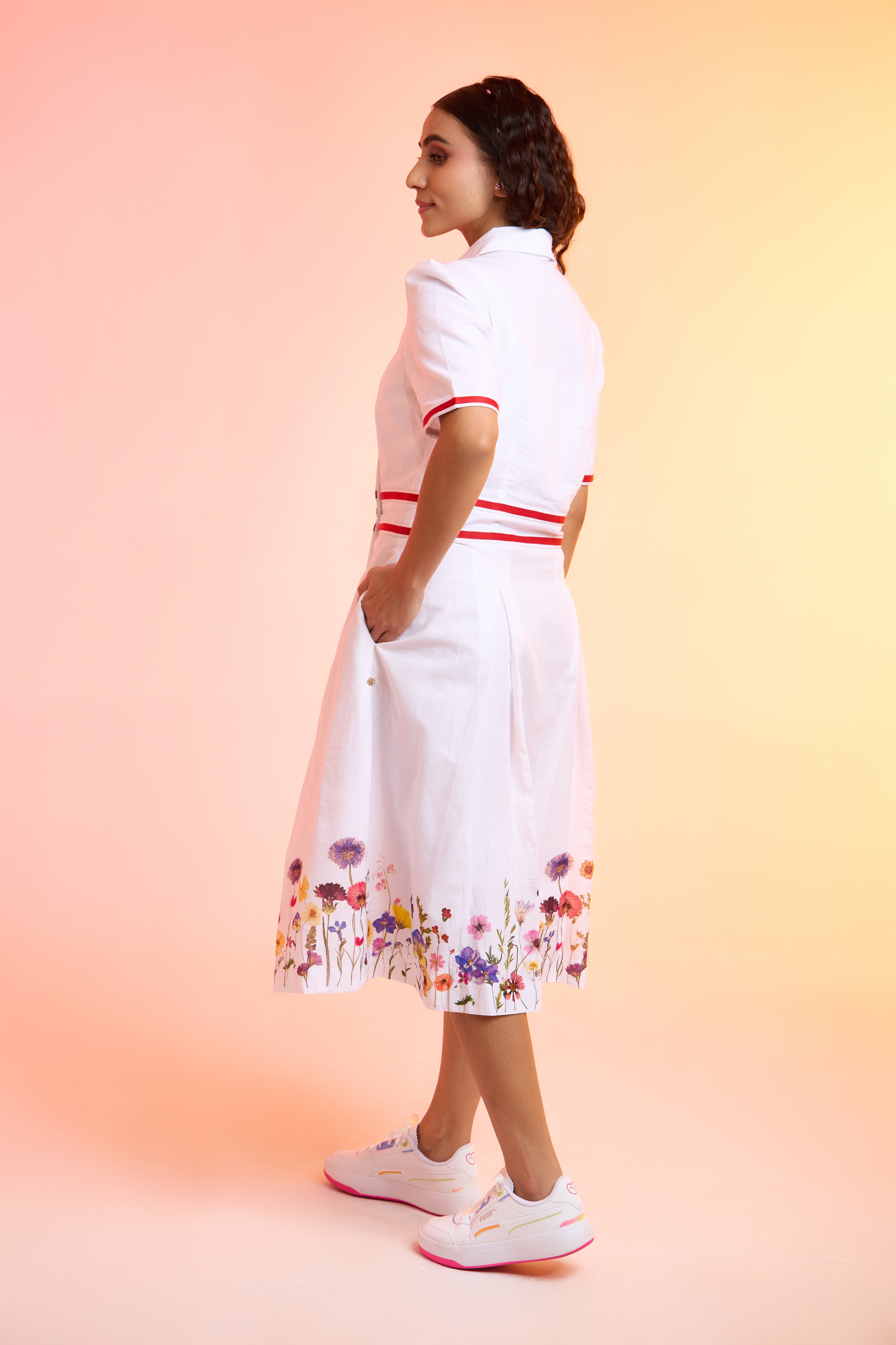 LAZYLEAF printed cotton dress — back view | Haus of Handmade