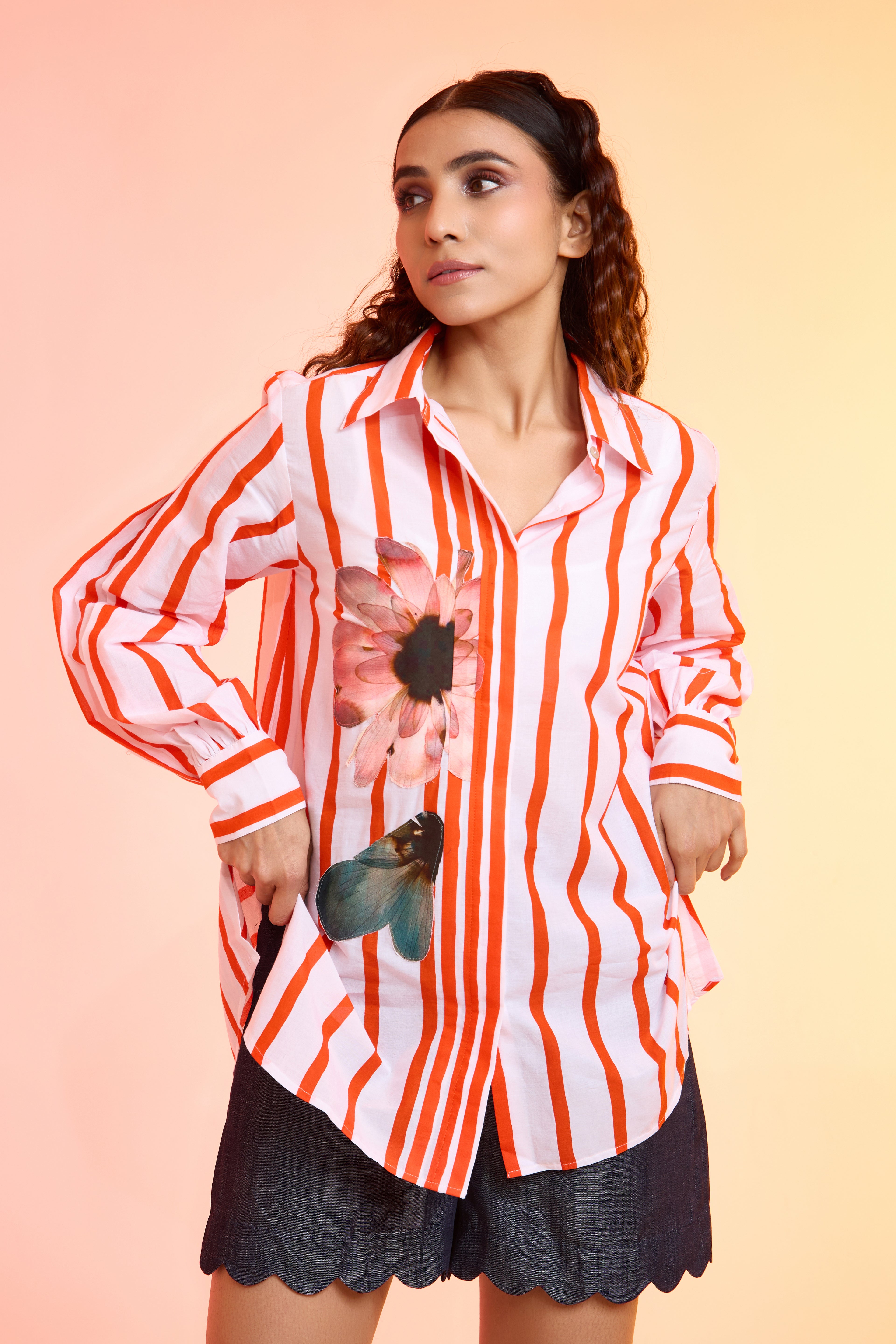 MYSTRIPE printed cotton shirt — side view | Haus of Handmade