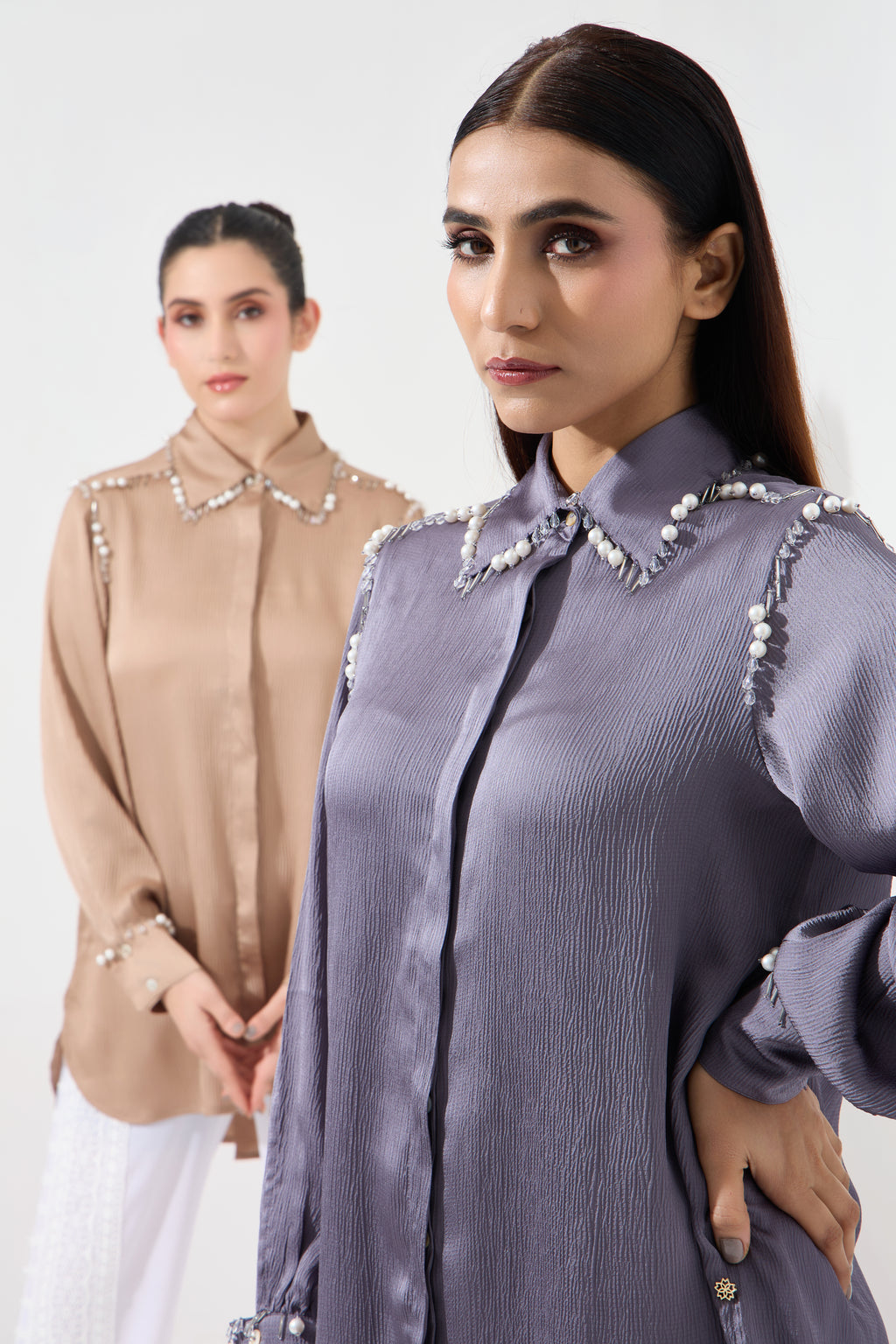 Hautedrops formal embroidered shirt — back view | Haus of Handmade