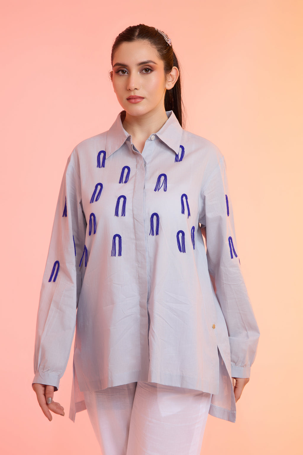 Dangler Formal Beaded Cotton Shirt