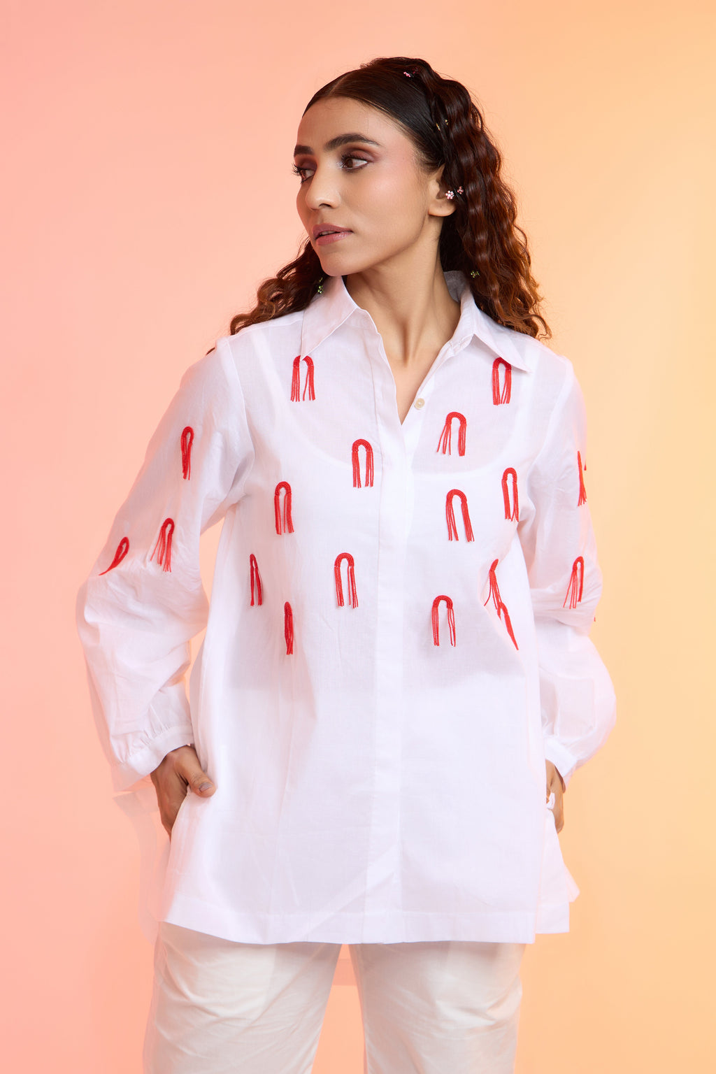 Dangler Formal Beaded Cotton Shirt