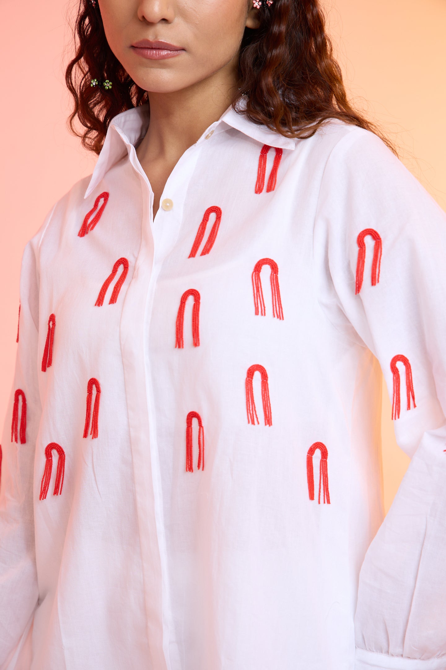 Dangler Formal Beaded Cotton Shirt