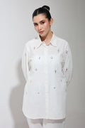 Lulu Swarovski formal cotton shirt — front view | Haus of Handmade