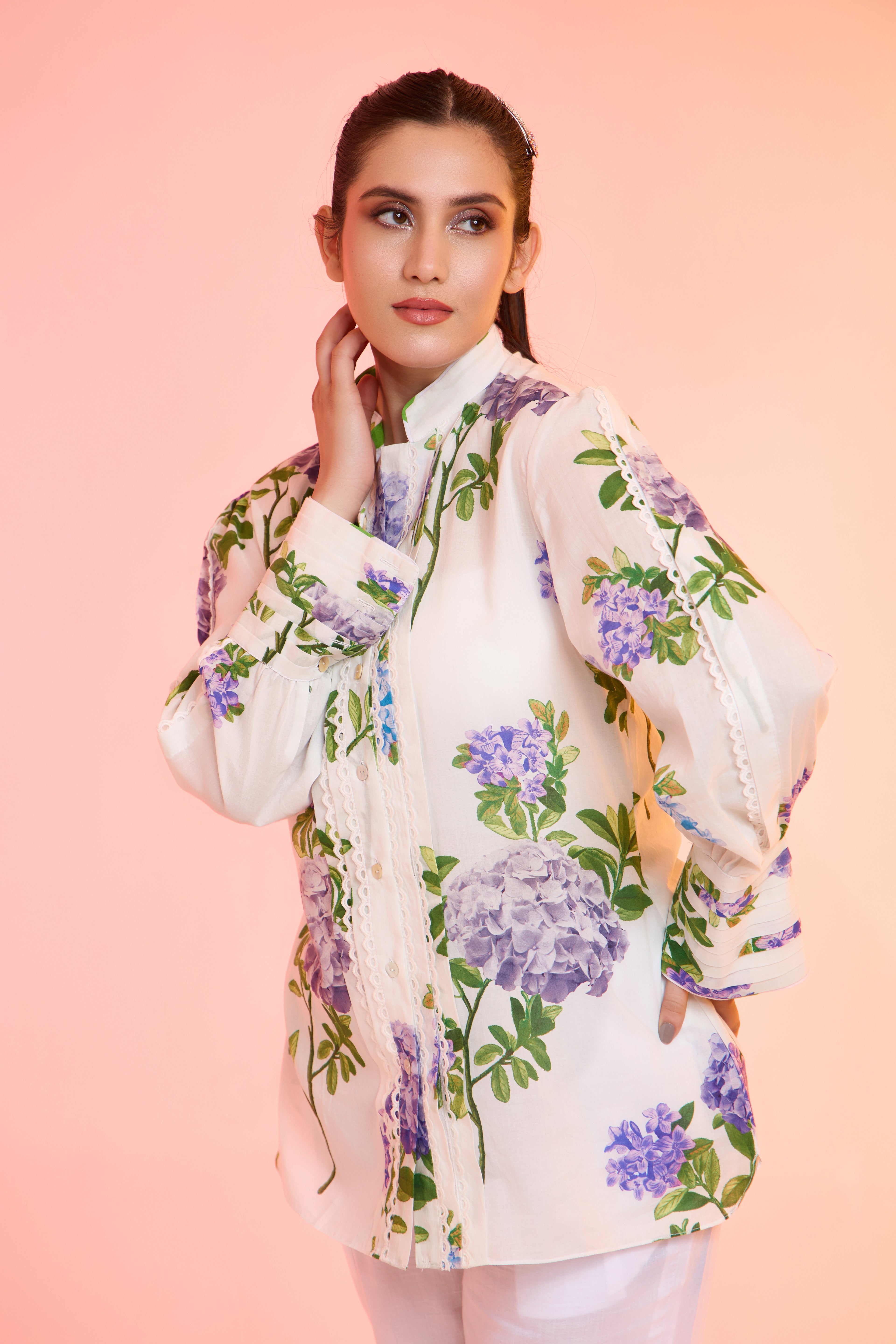 Hey Flower Printed Cotton Shirt