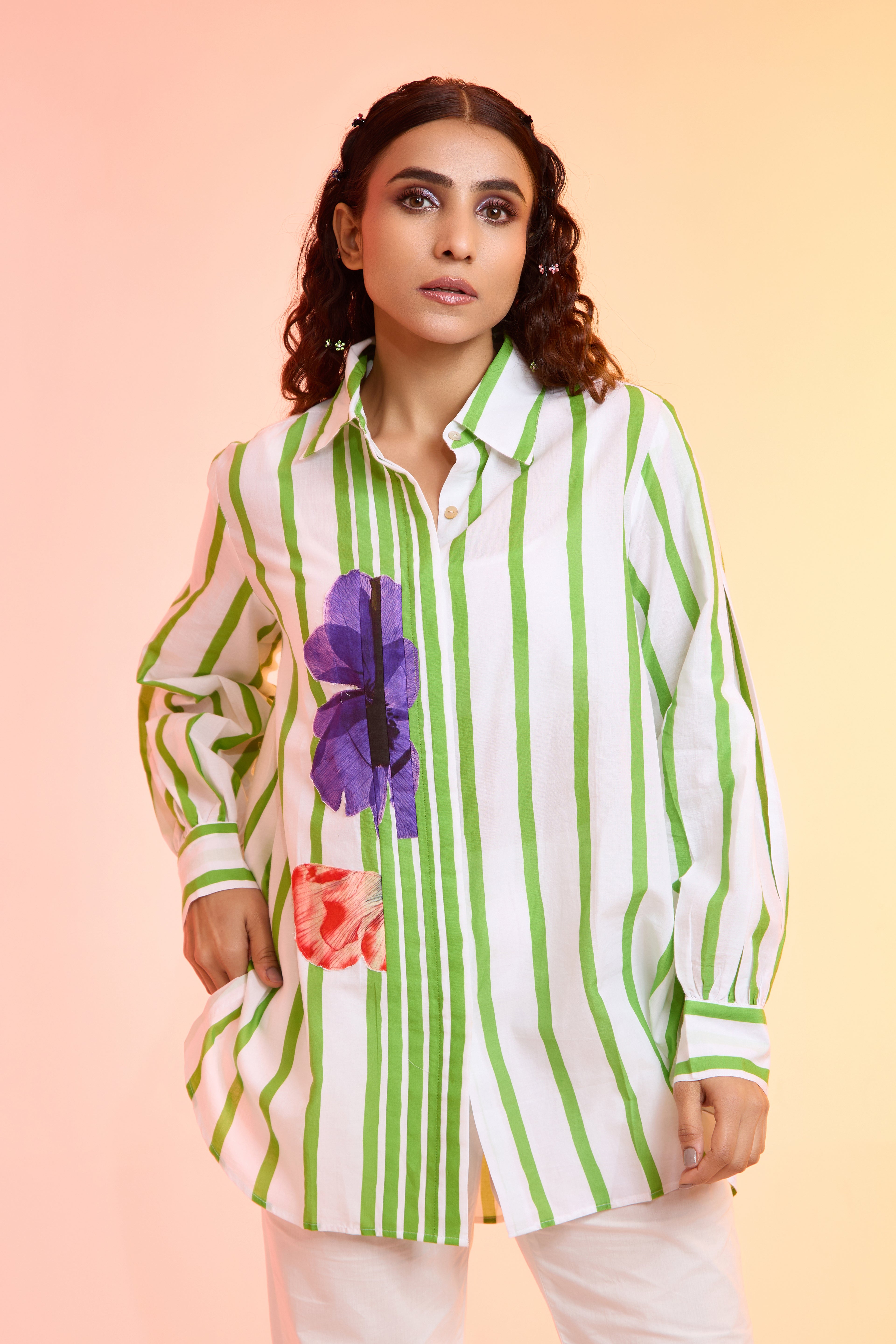 MYSTRIPE printed cotton shirt — styled view | Haus of Handmade