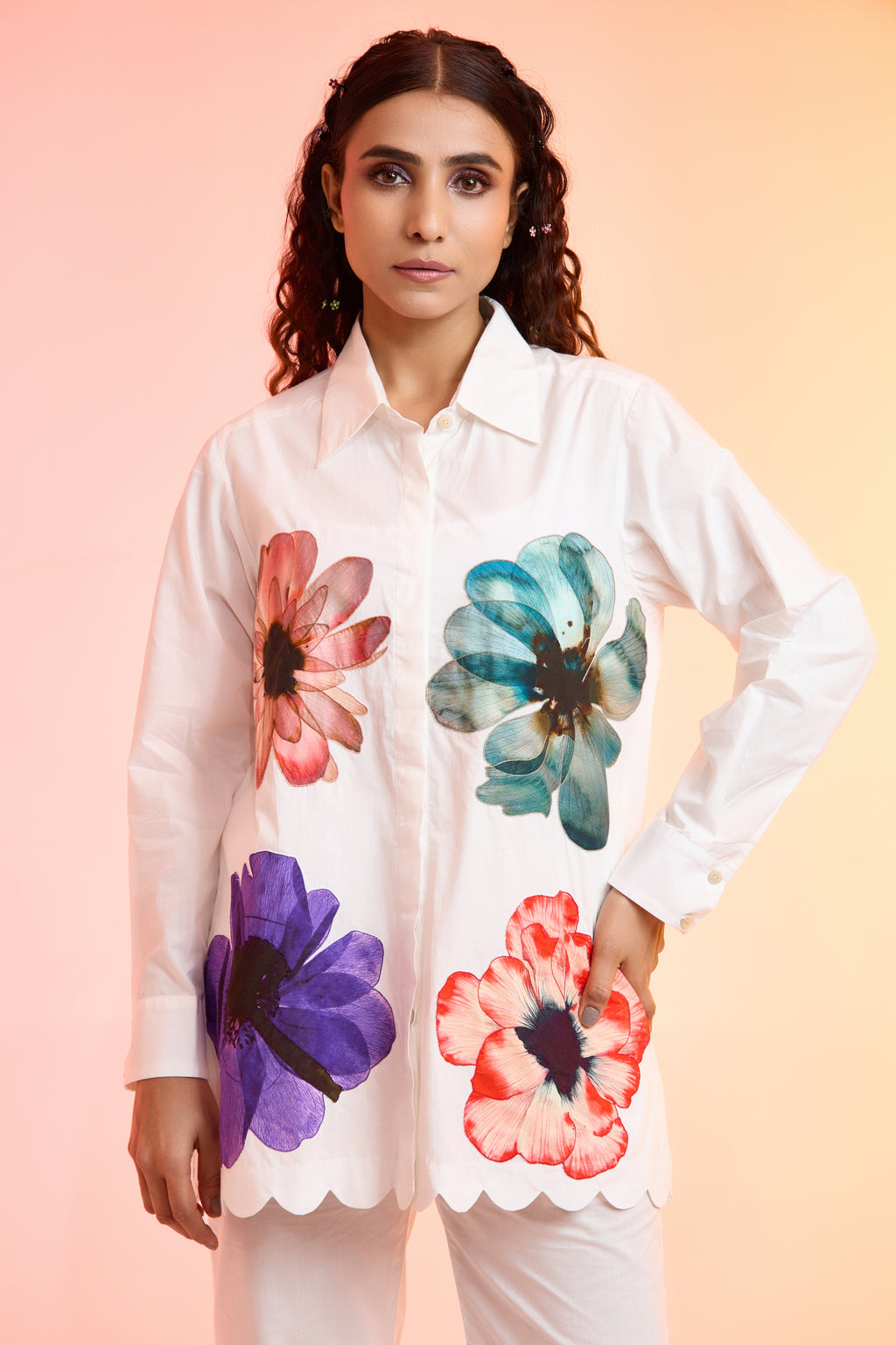 WILDFLOWER floral printed cotton shirt — front view | Haus of Handmade