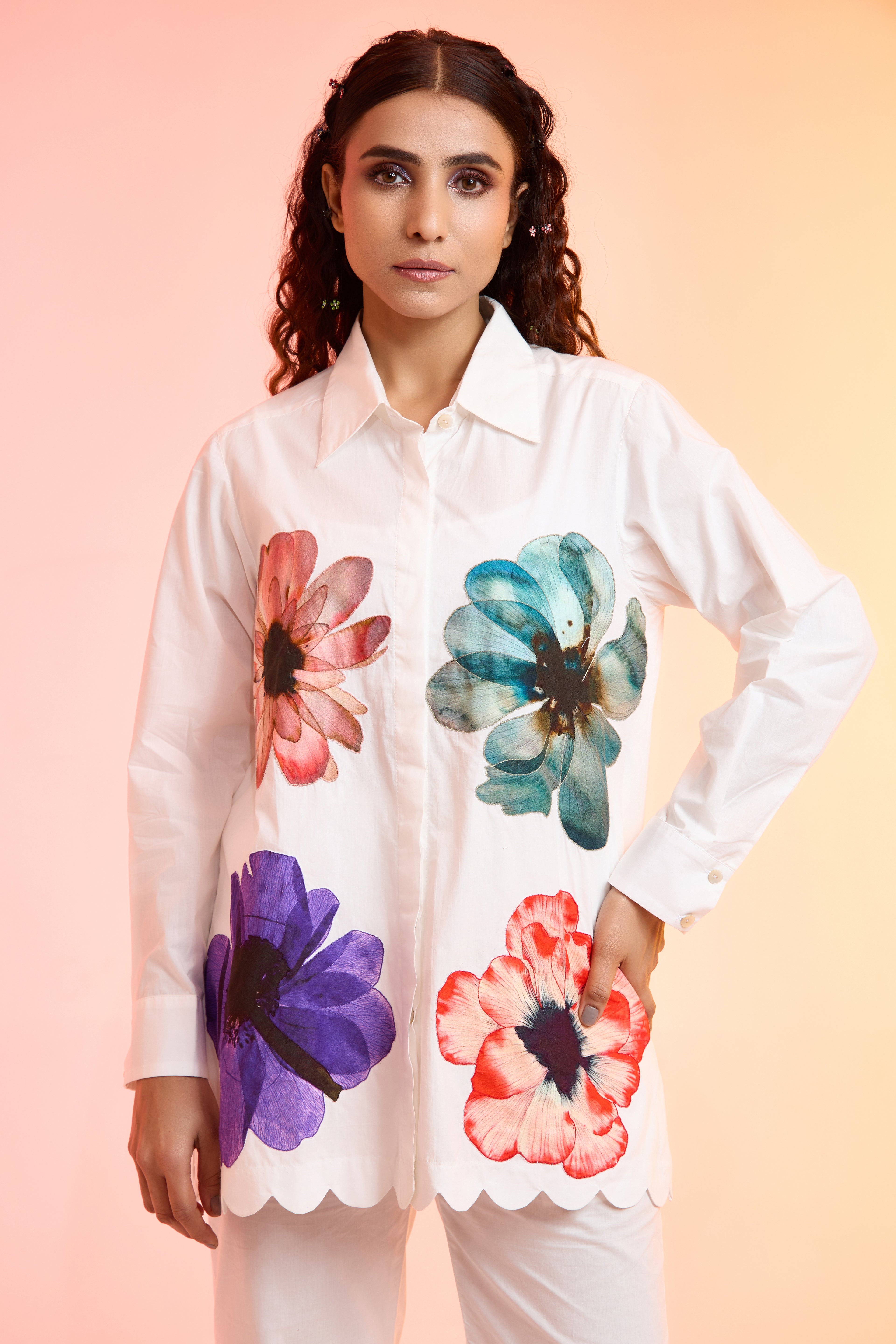 WILDFLOWER floral printed cotton shirt — front view | Haus of Handmade