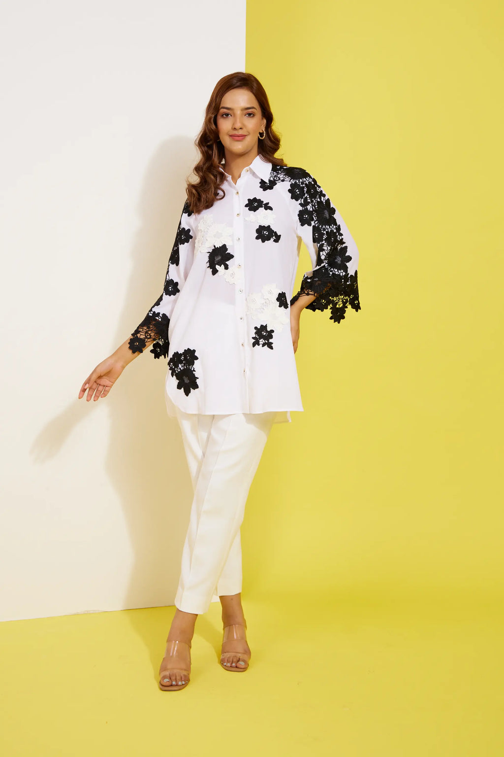 YIN and YANG formal white and black shirt — side view | Haus of Handmade