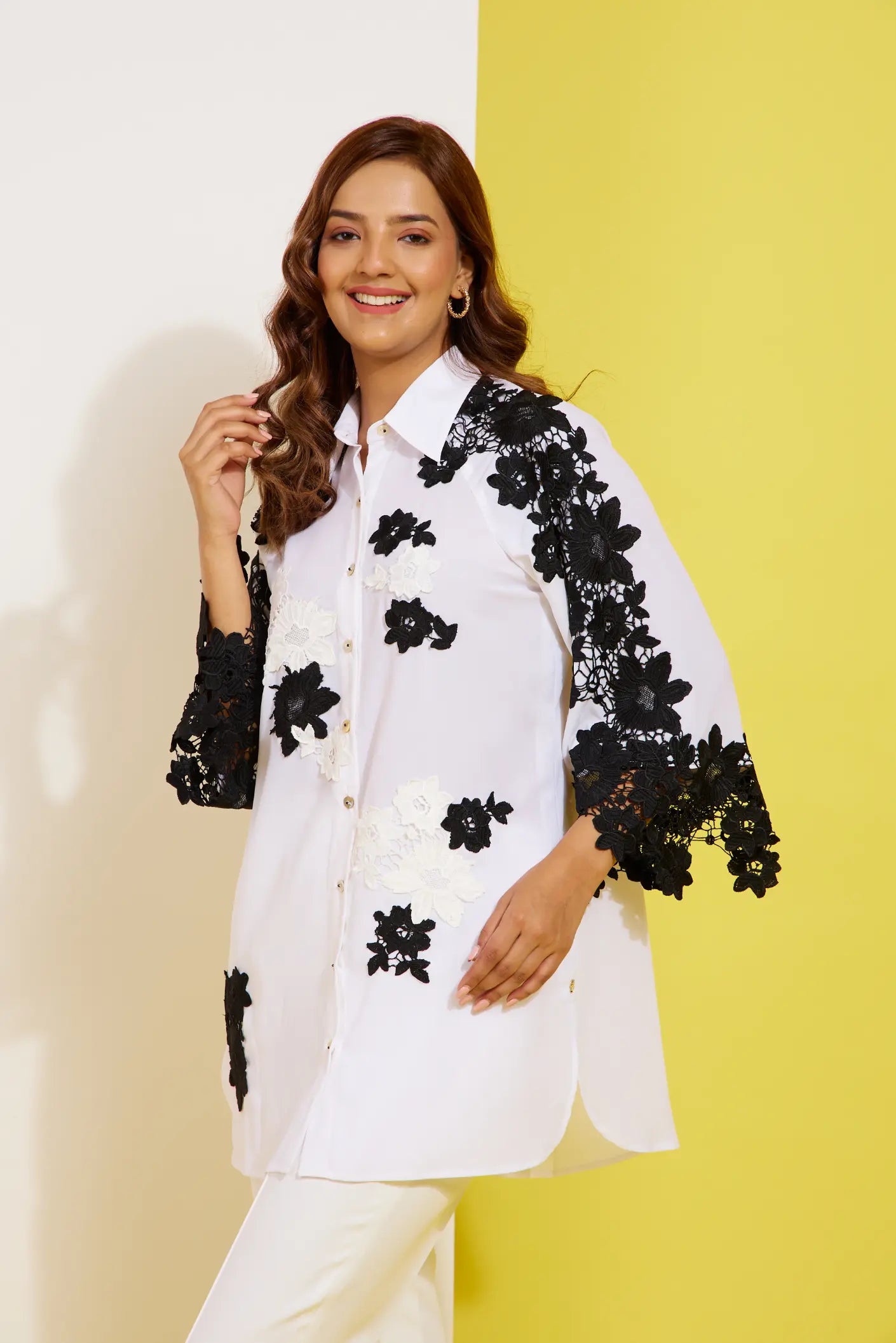 YIN and YANG formal white and black shirt — front view | Haus of Handmade