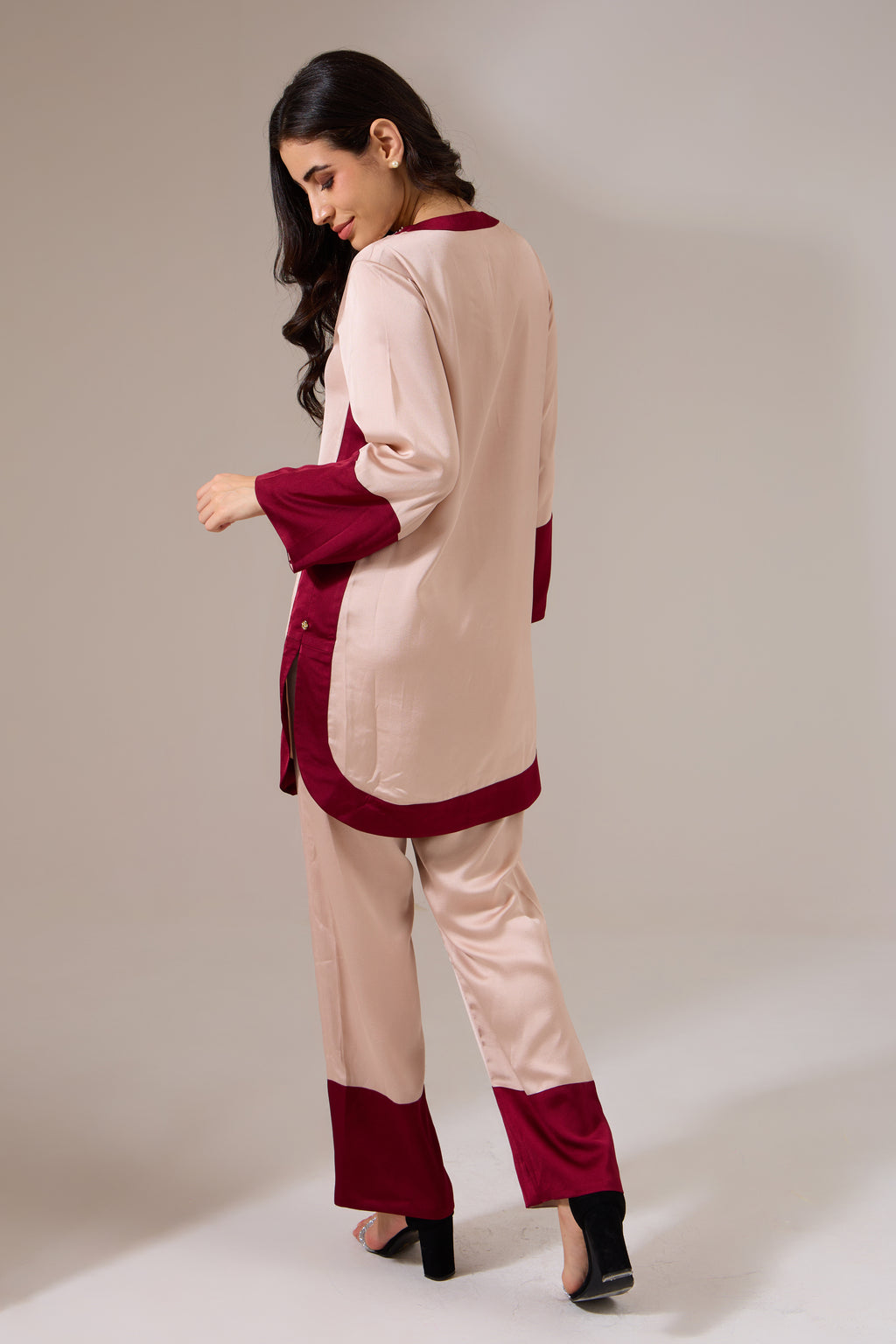 Nia Formal Rose Gold Indo-Western Tunic Set
