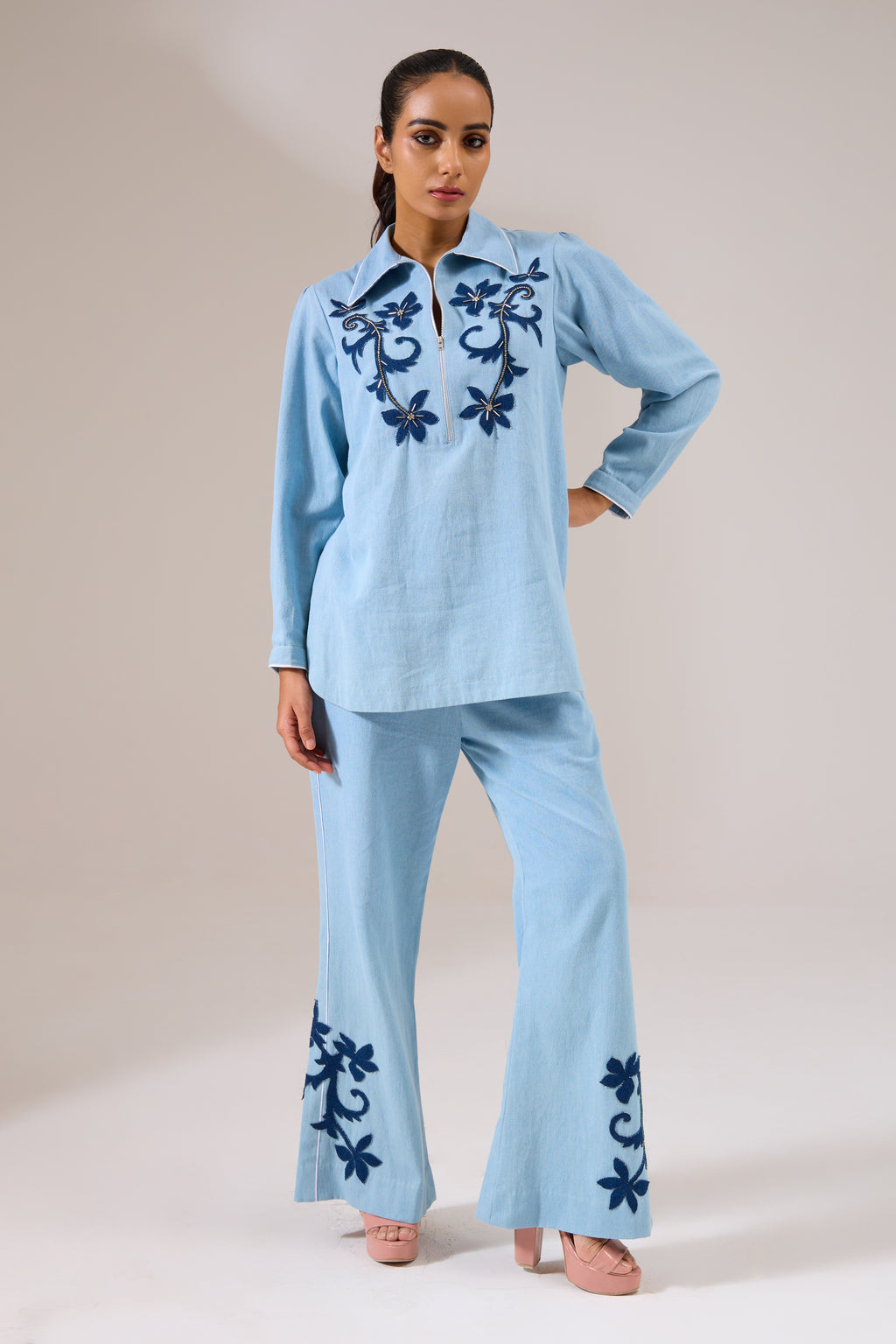 THATVIBE denim co-ord — front view | Haus of Handmade