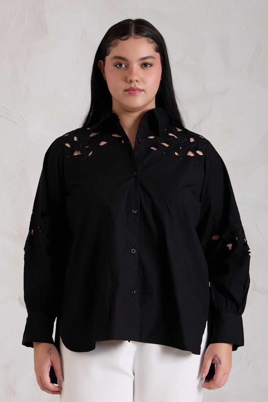 Cutwork Poplin Shirt