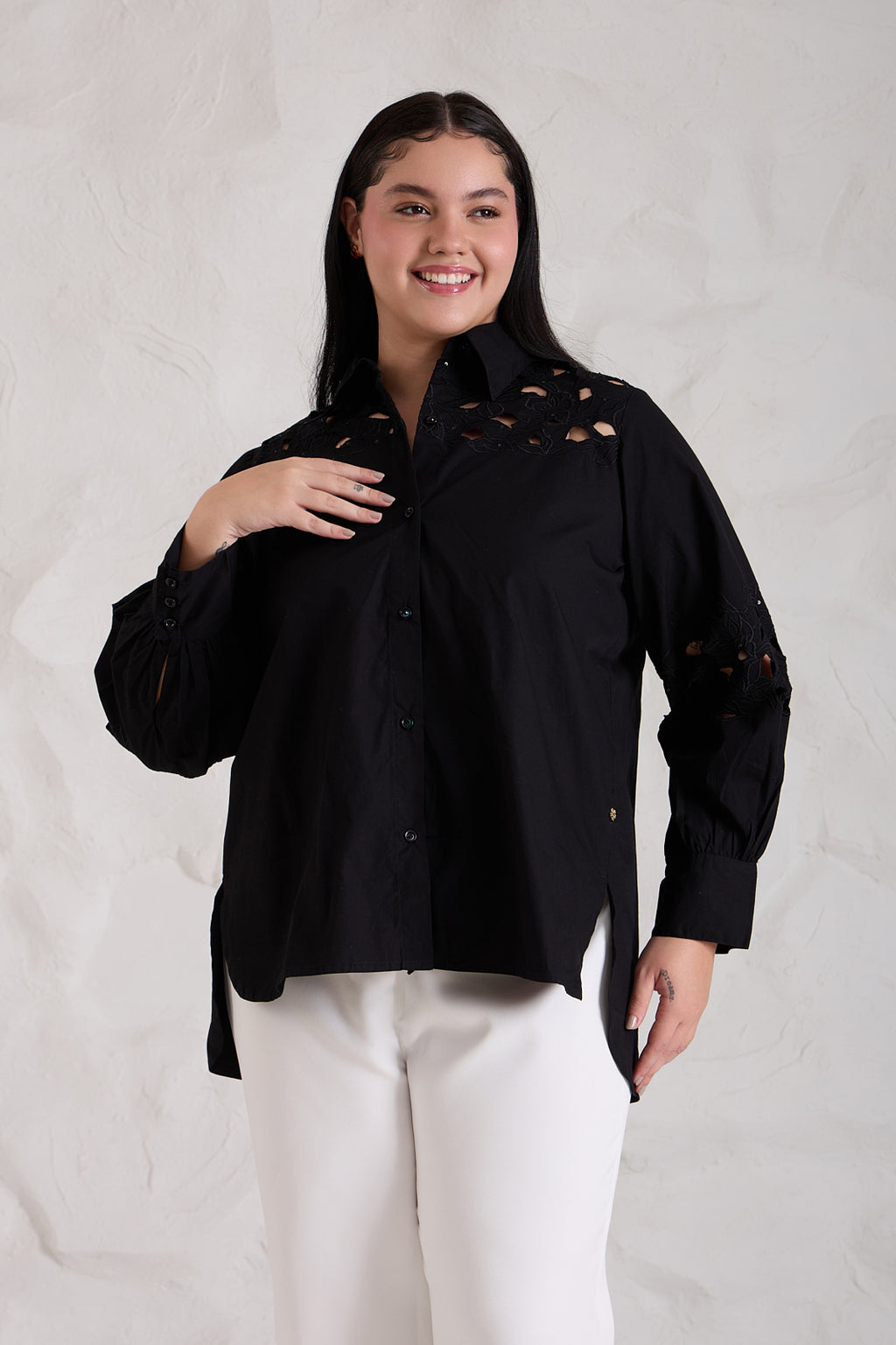 Cutwork Poplin Shirt