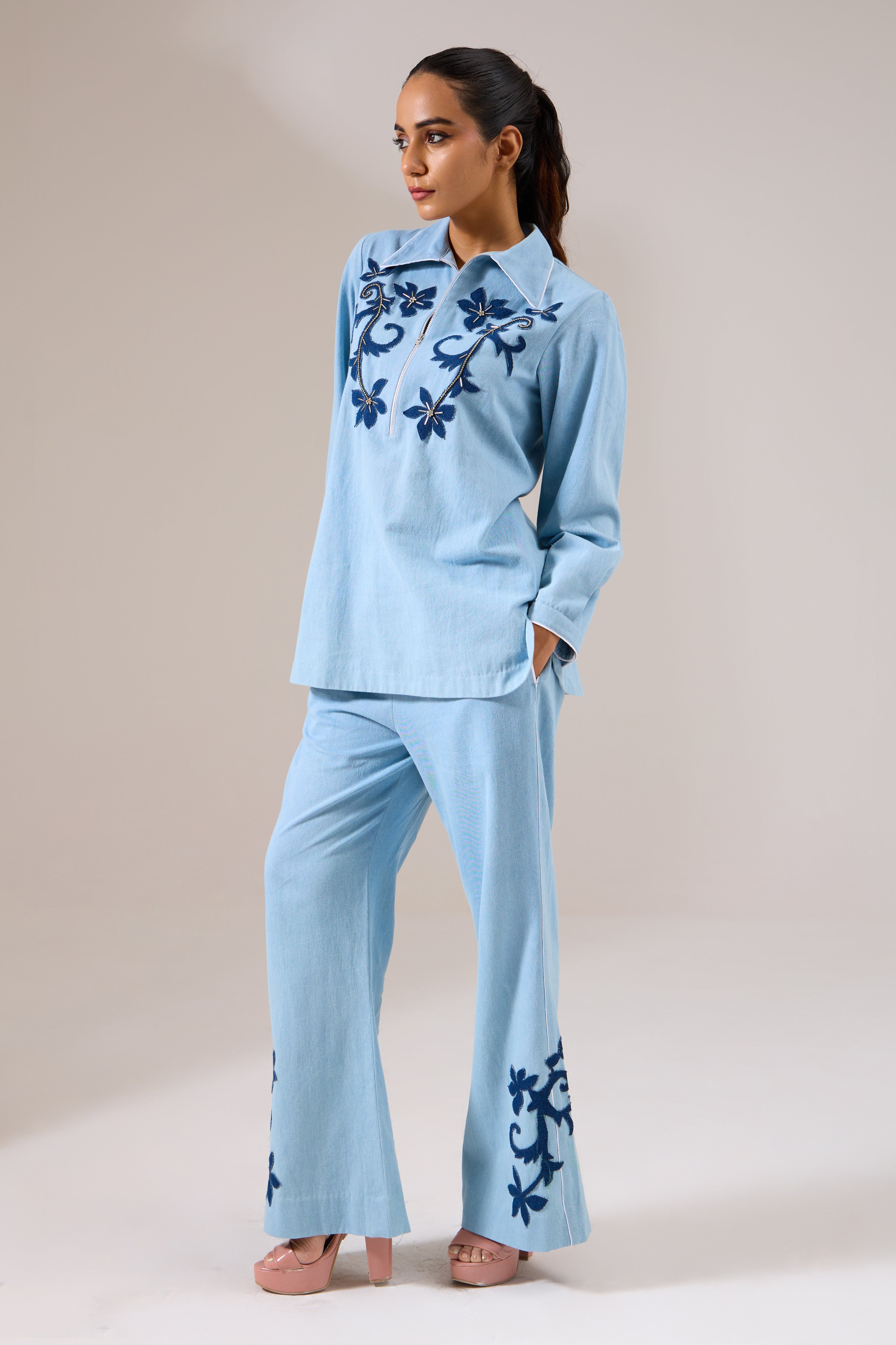 THATVIBE denim co-ord — side view | Haus of Handmade