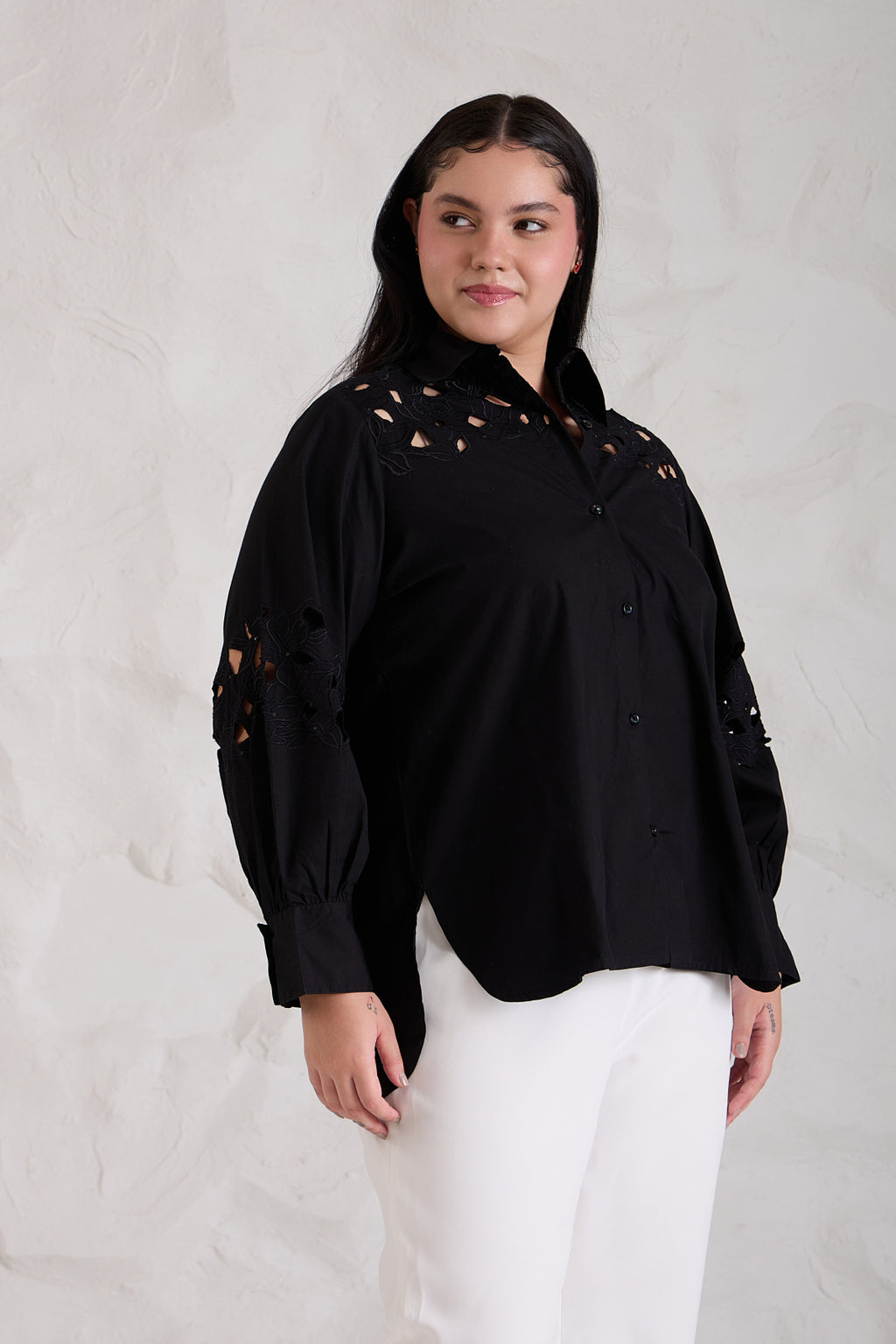 Cutwork Poplin Shirt
