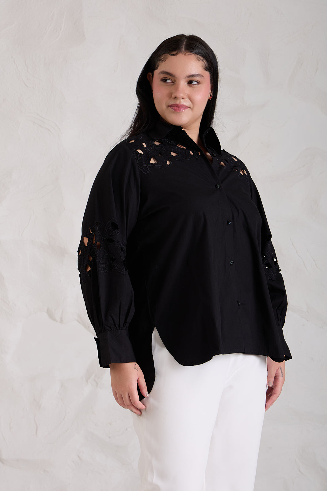 Cutwork Poplin Shirt