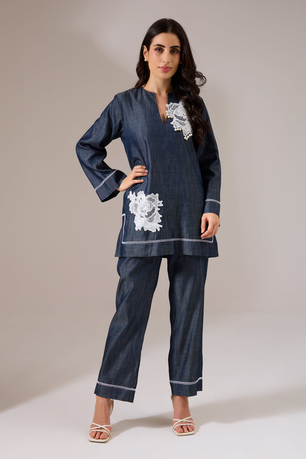 SAVVY denim co-ord — front view | Haus of Handmade