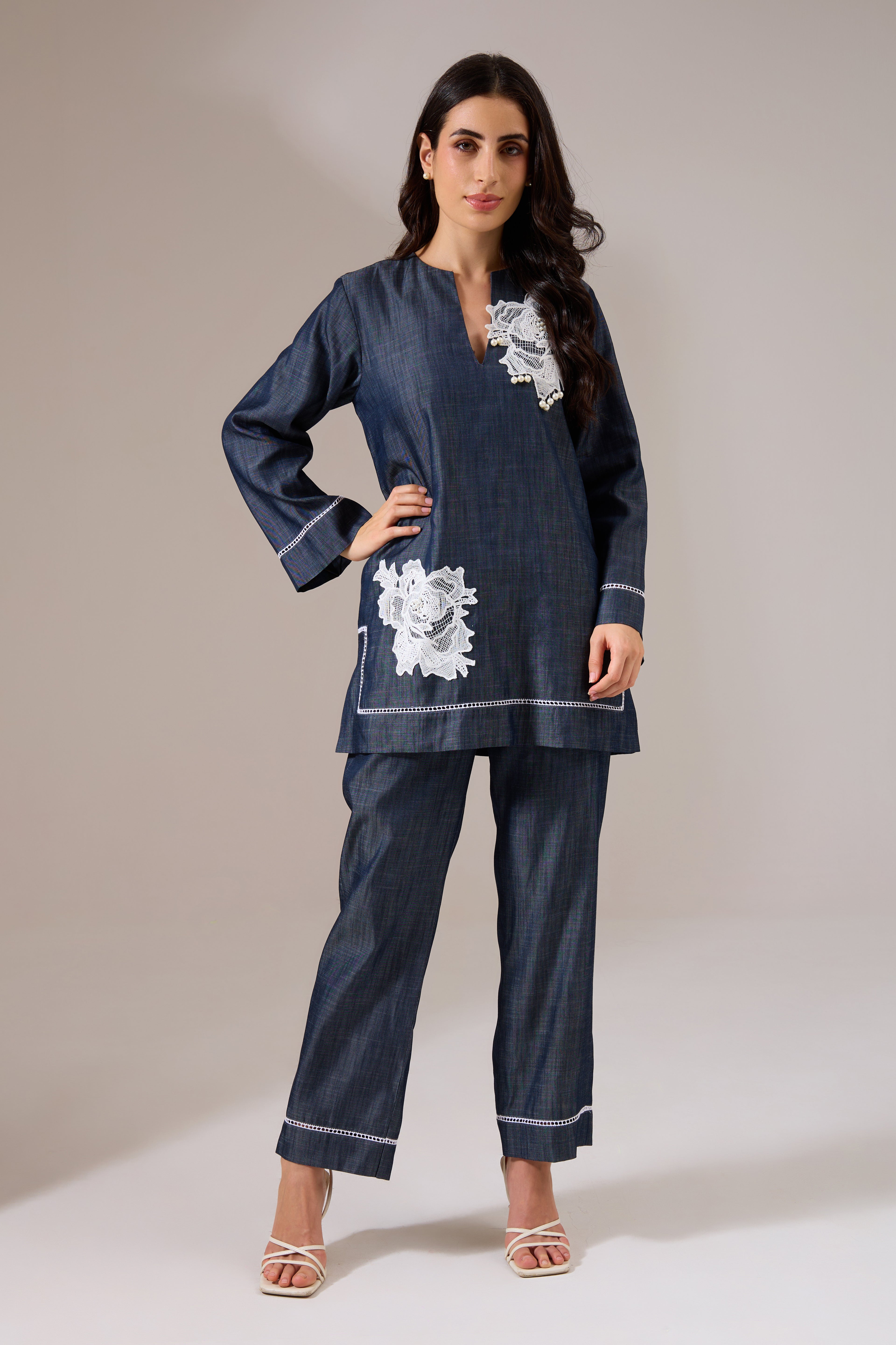 SAVVY denim co-ord — front view | Haus of Handmade