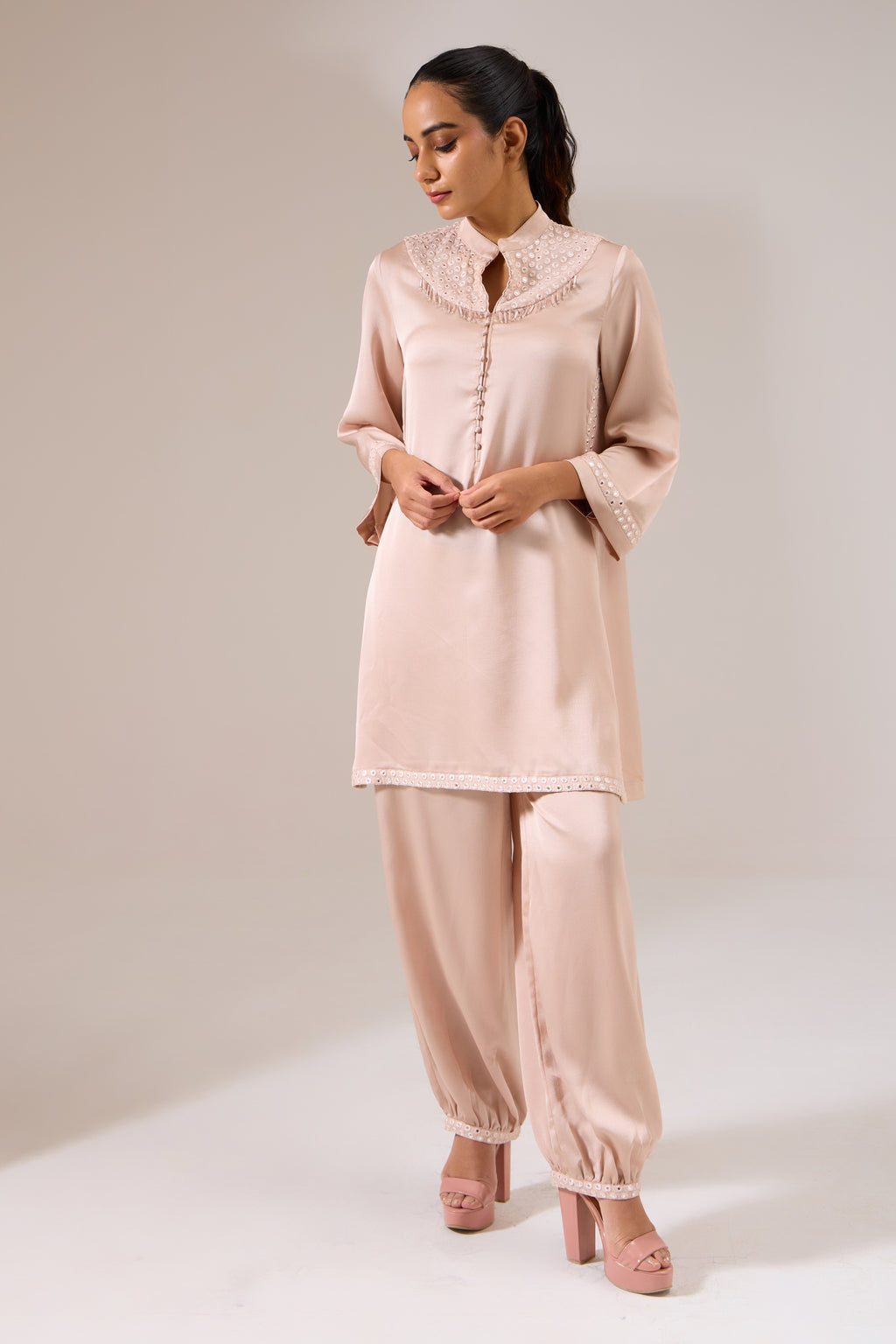Rosemira Rose Gold Indo-Western Tunic Set