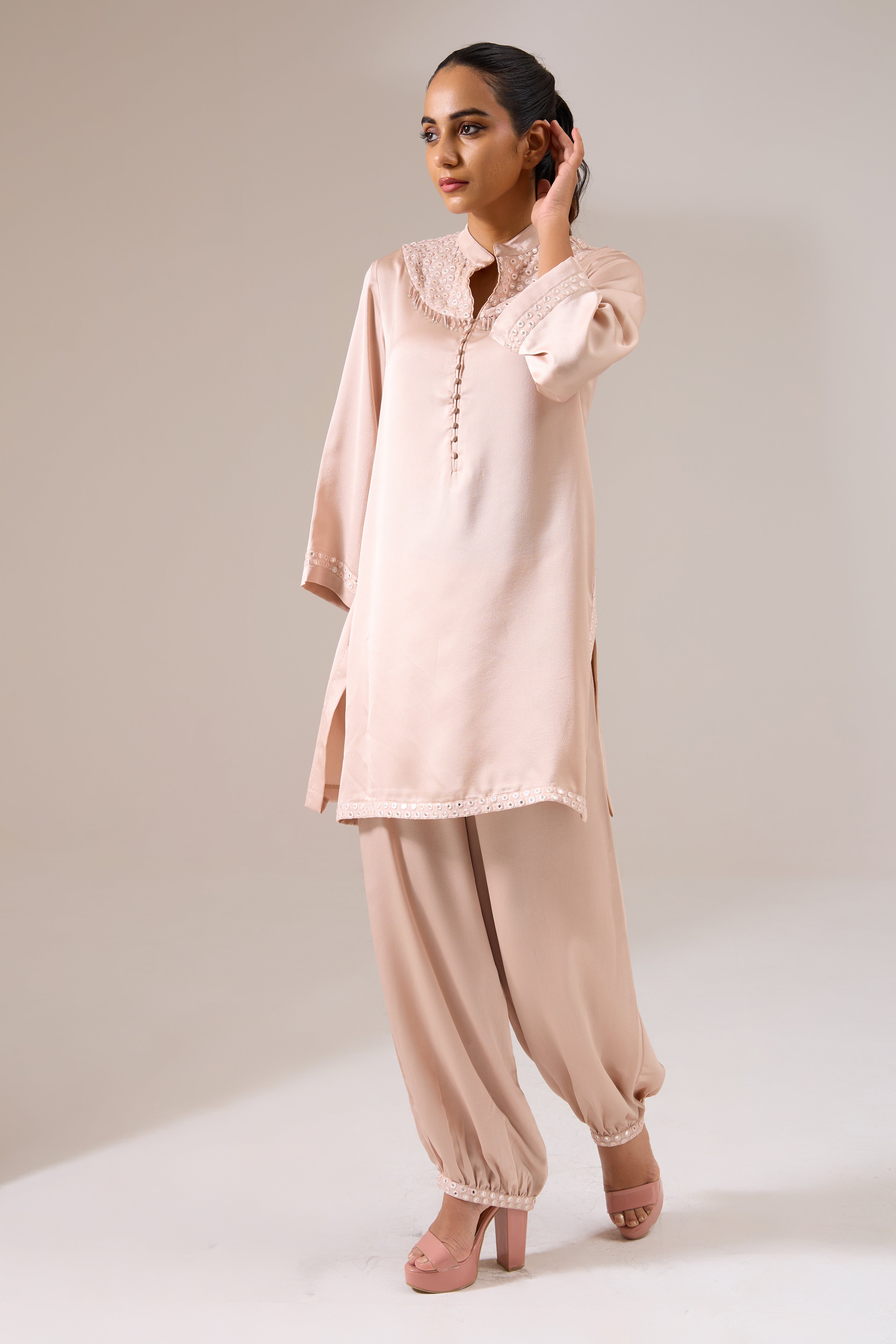 ROSEMIRA Rose Gold Indo-western Tunic Set