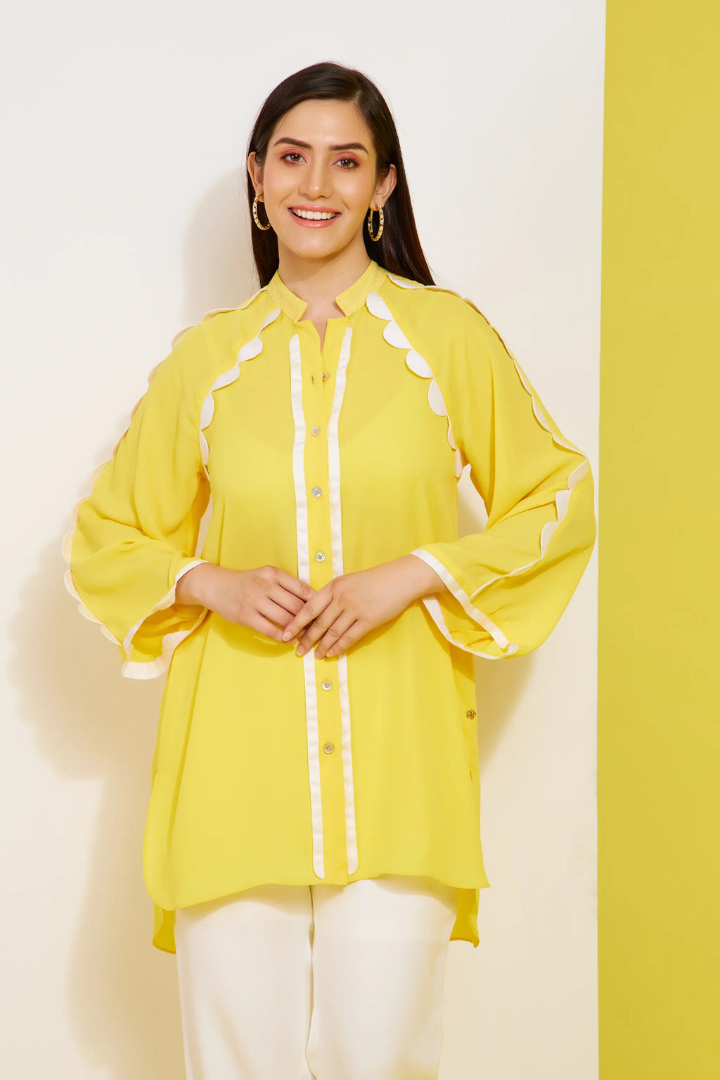 Muse formal scallop shirt — front view | Haus of Handmade