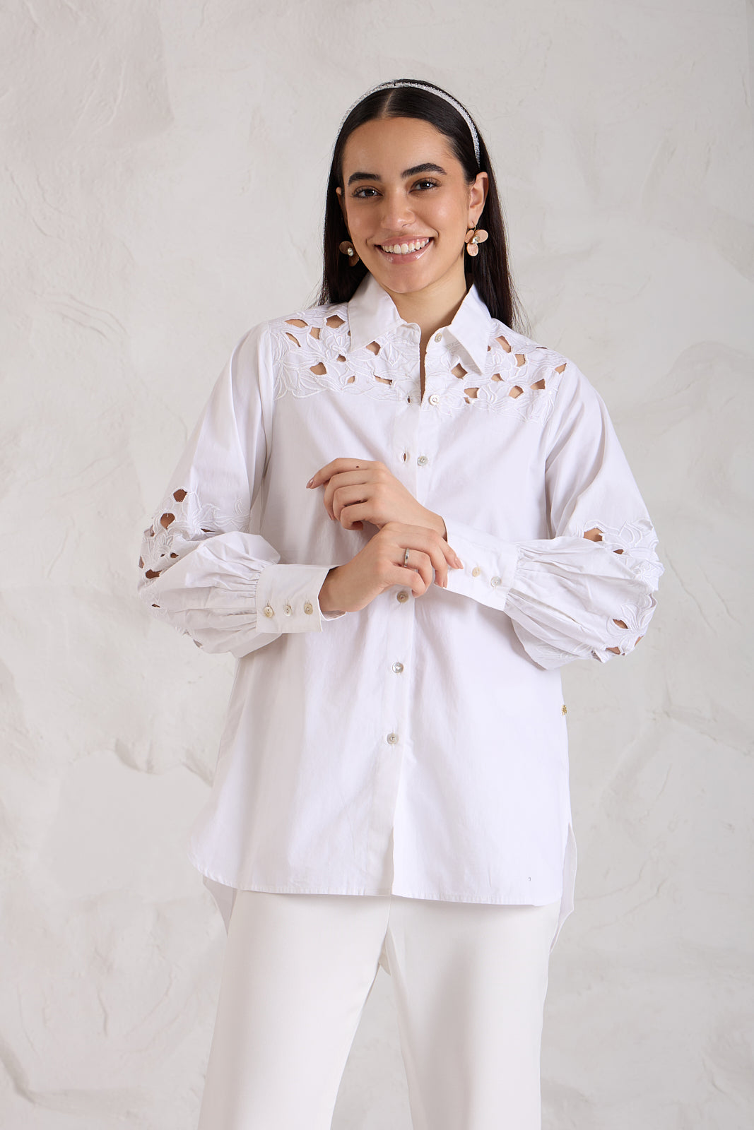 Cutwork Poplin Shirt