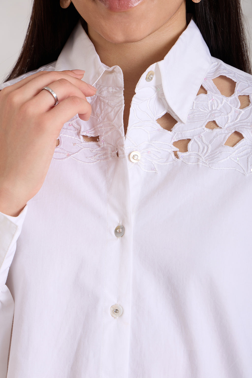 Cutwork Poplin Shirt