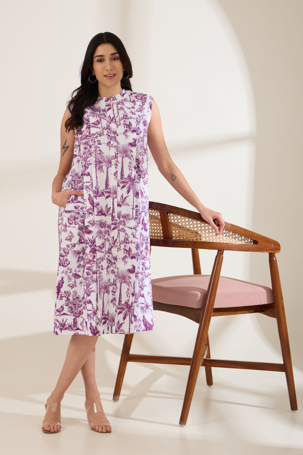 PURPLE TOILE Printed Dress — front view | Haus of Handmade