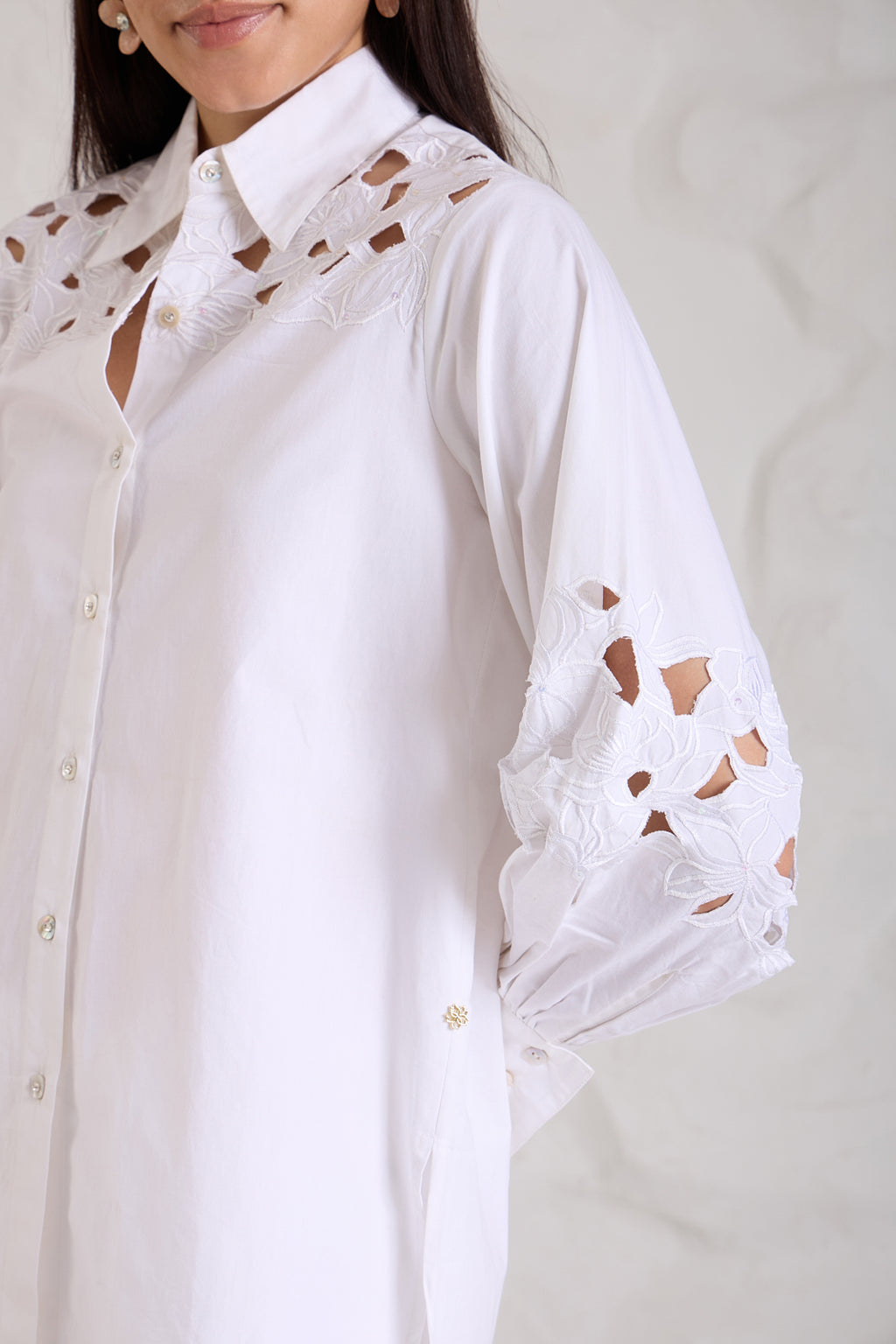 Cutwork Poplin Shirt