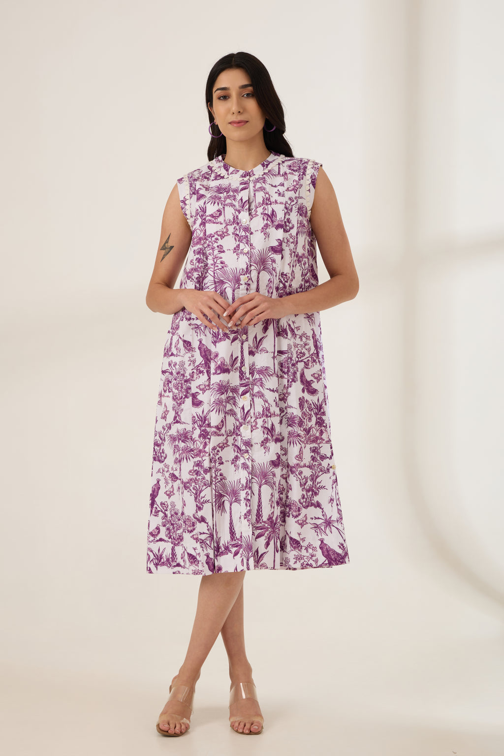Purple Toile Printed Dress