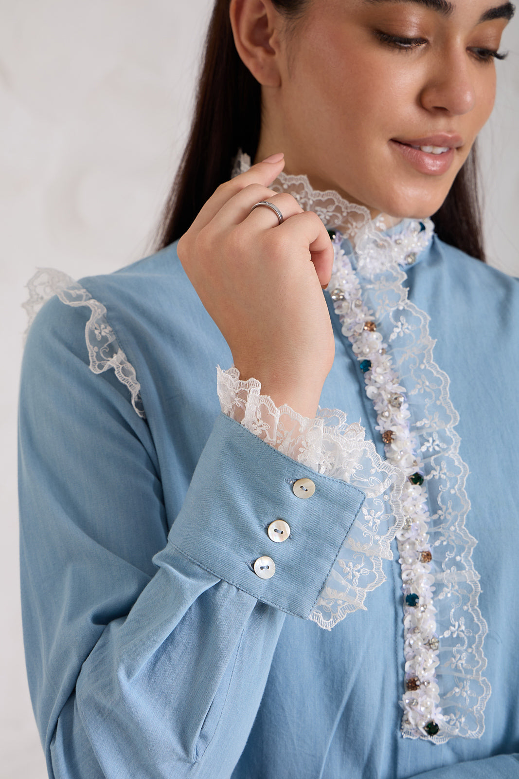 FRILL denim shirt