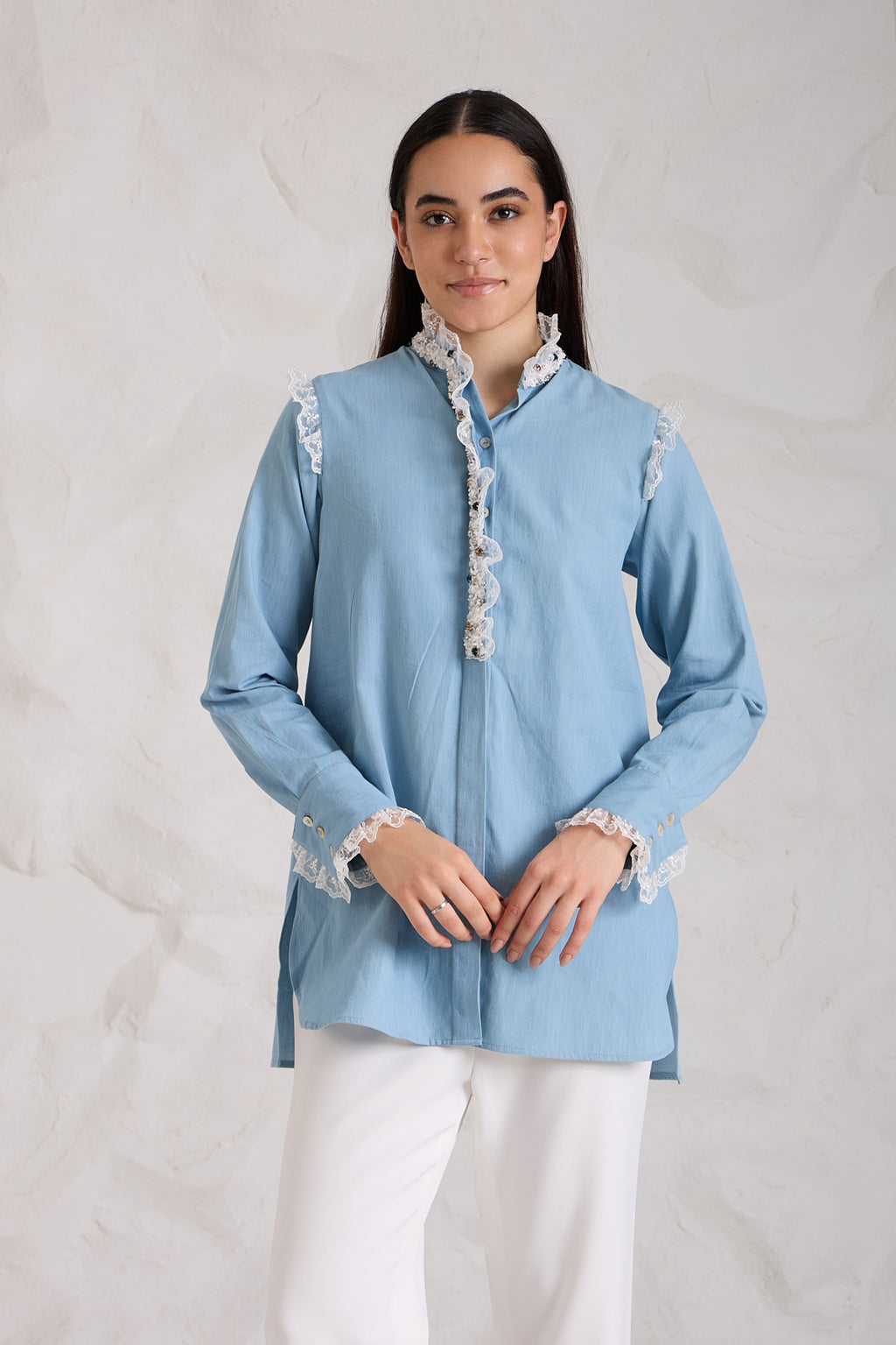 Frill Denim Shirt