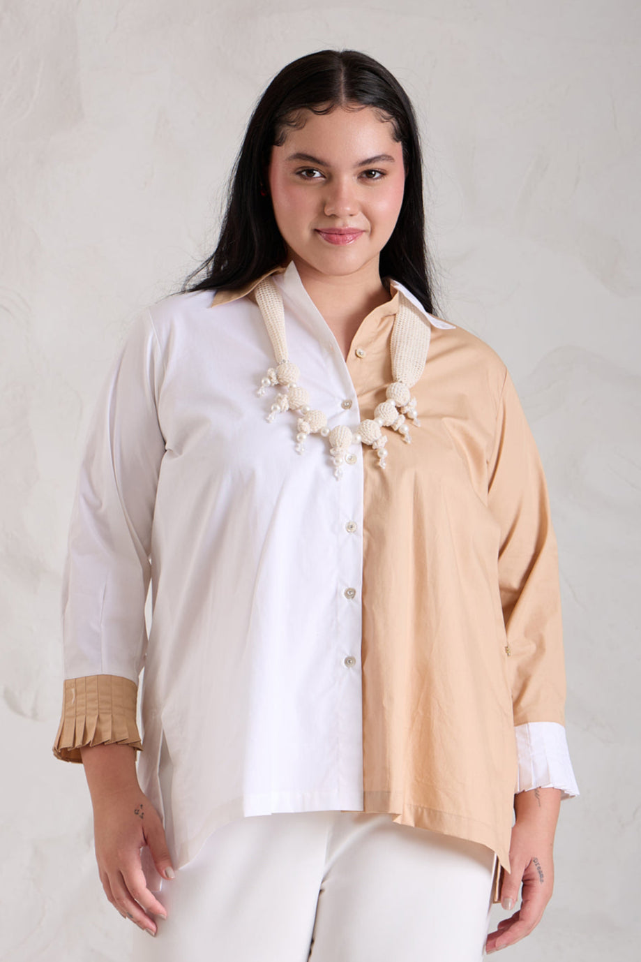 DUO Poplin Color-block Shirt — front view | Haus of Handmade